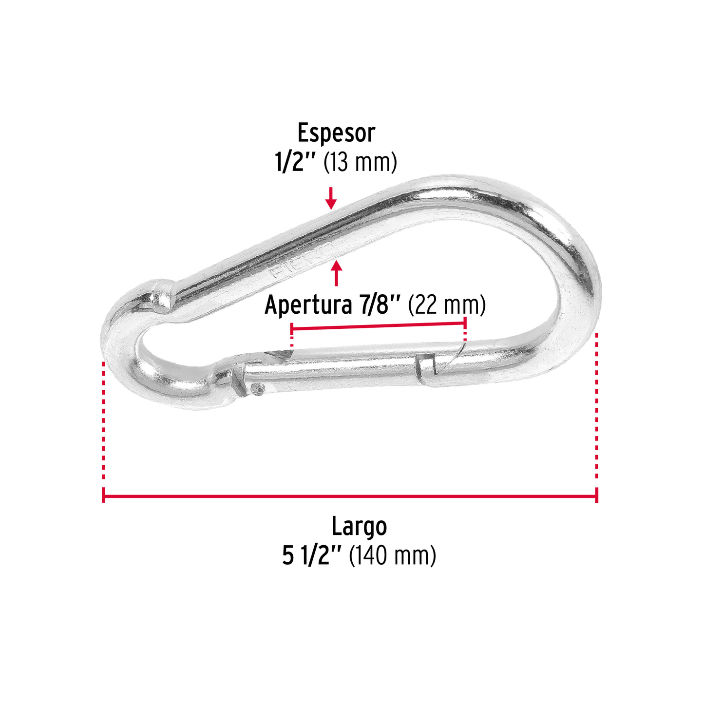 Bandola mosquetón, de acero, 1/2"
