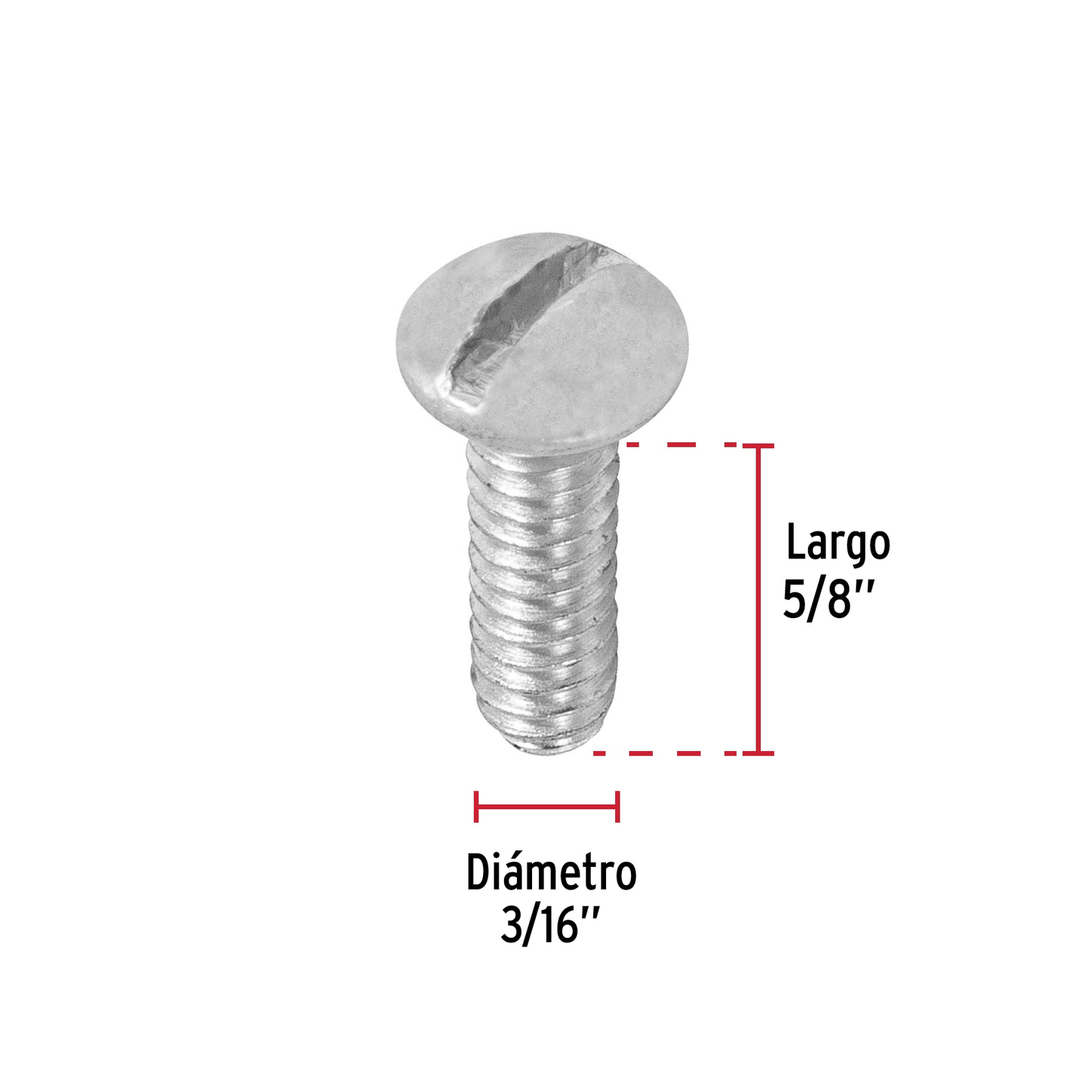 Tornillo acero galvanizado tipo estufa 3/16x5/8", 250 pzas