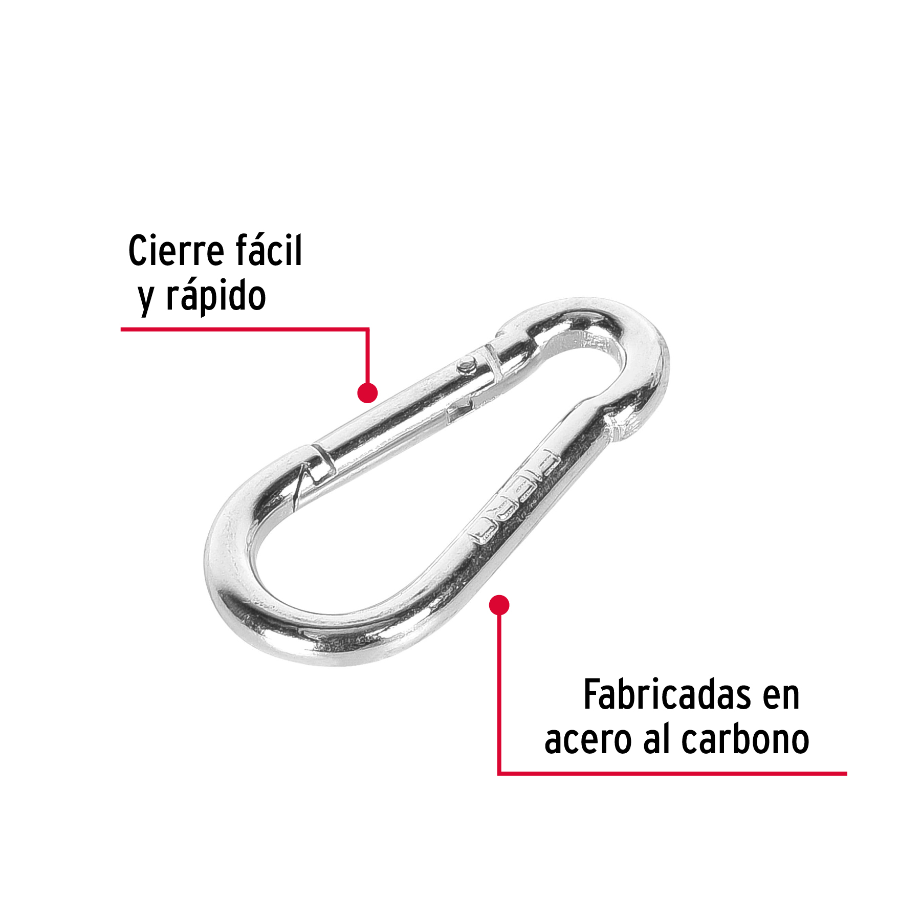 Bandola mosquetón, de acero, 1/4"