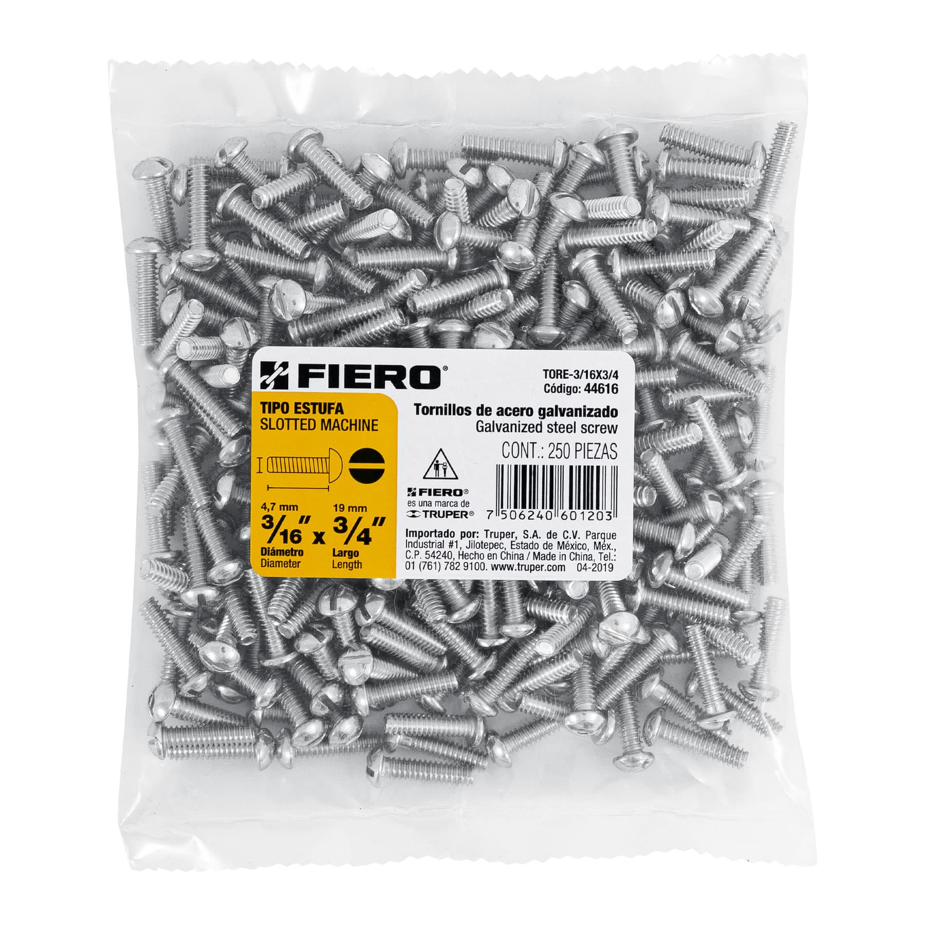 Tornillo Acero Galvanizado Tipo Estufa 3 16x3 4 250 Pzas Ferreter a tornillo-acero-galvanizado-tipo-estufa-3-16x3-4-250-pzas-ferreter-a