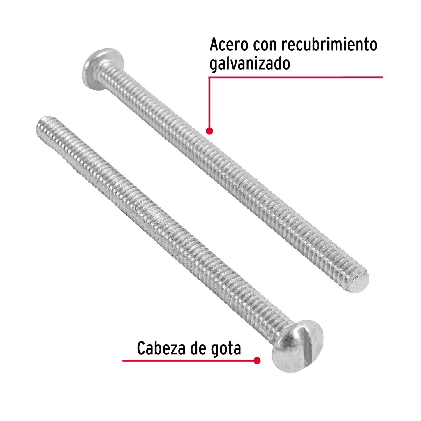Tornillo acero galvanizado tipo estufa 3/16x3", 100 pzas