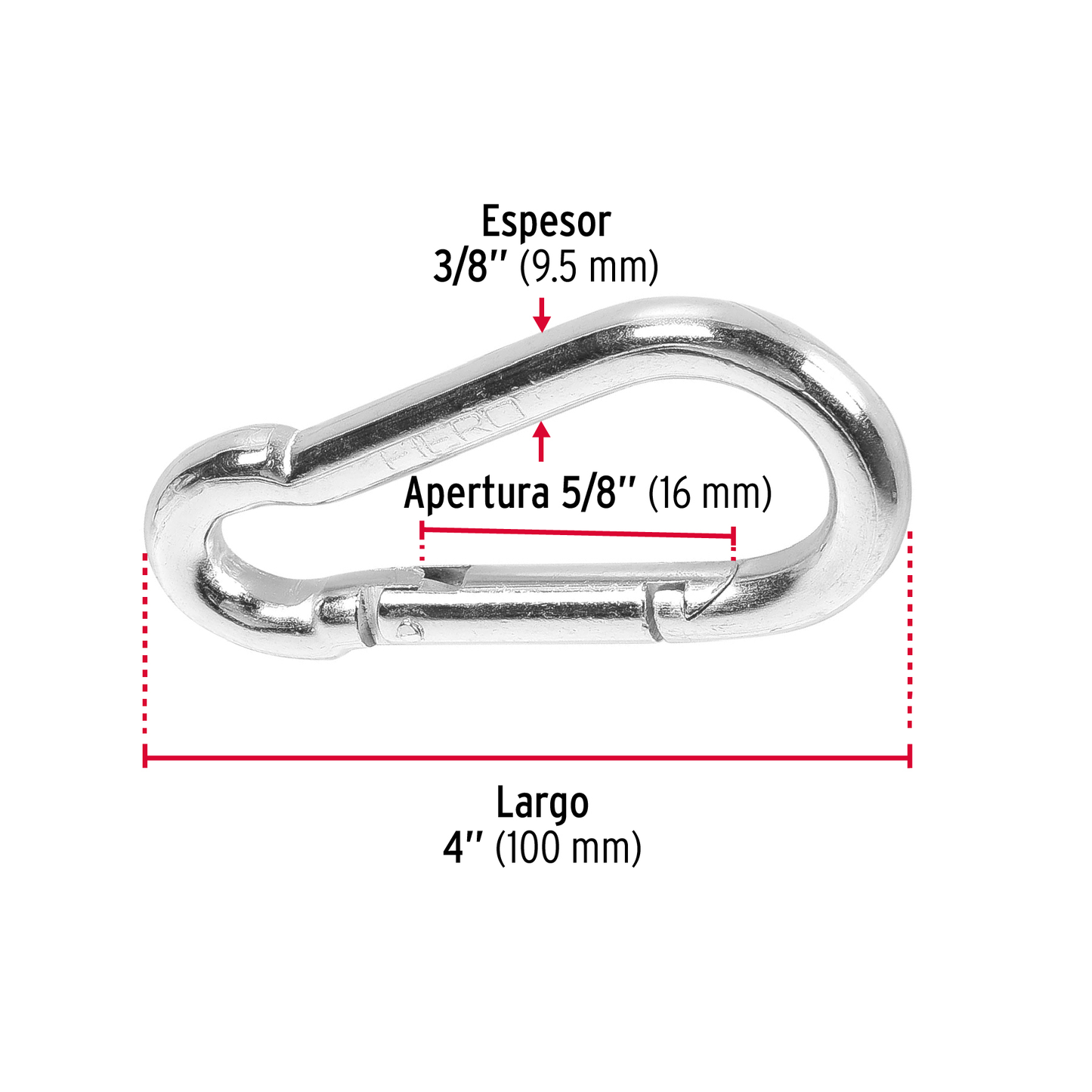 Bandola mosquetón, de acero, 3/8"
