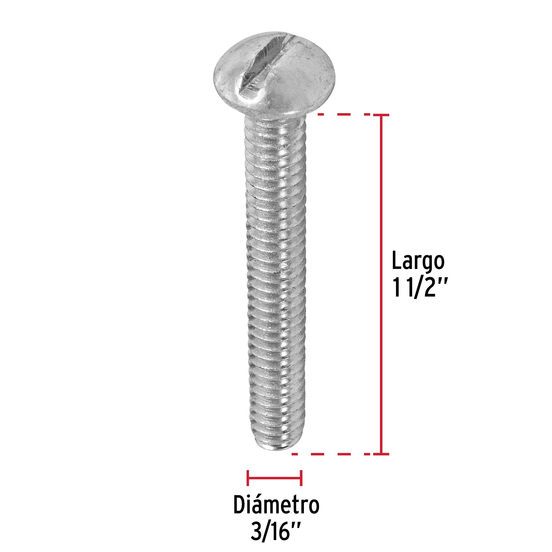 Tornillo acero galvanizado tipo estufa 3/16x1 1/2",150 pzas