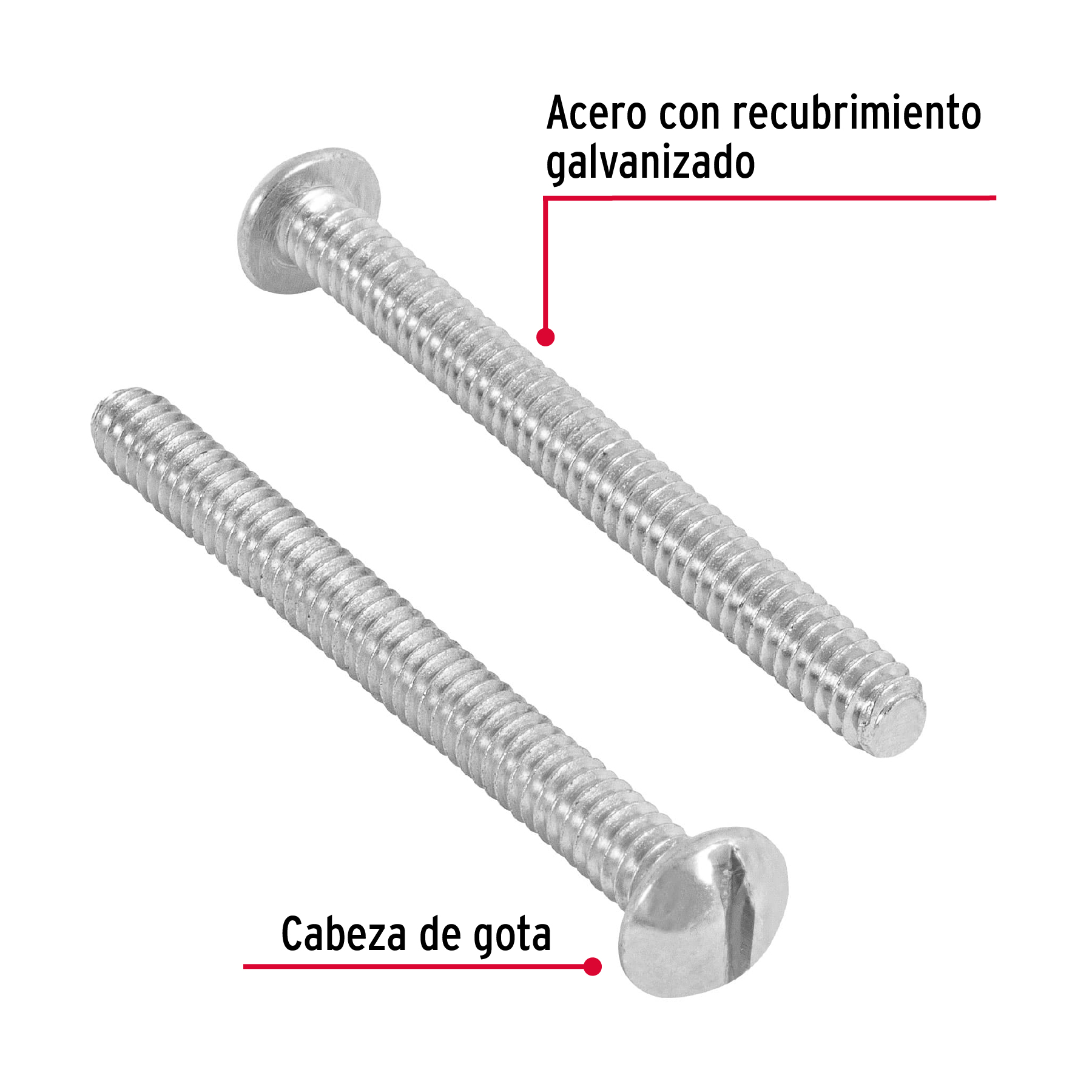 Tornillo acero galvanizado tipo estufa 3/16 x 2", 100 pzas