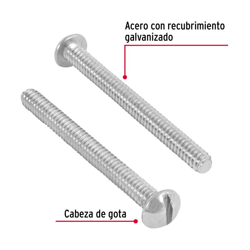 Tornillo acero galvanizado tipo estufa 3/16 x 2", 100 pzas
