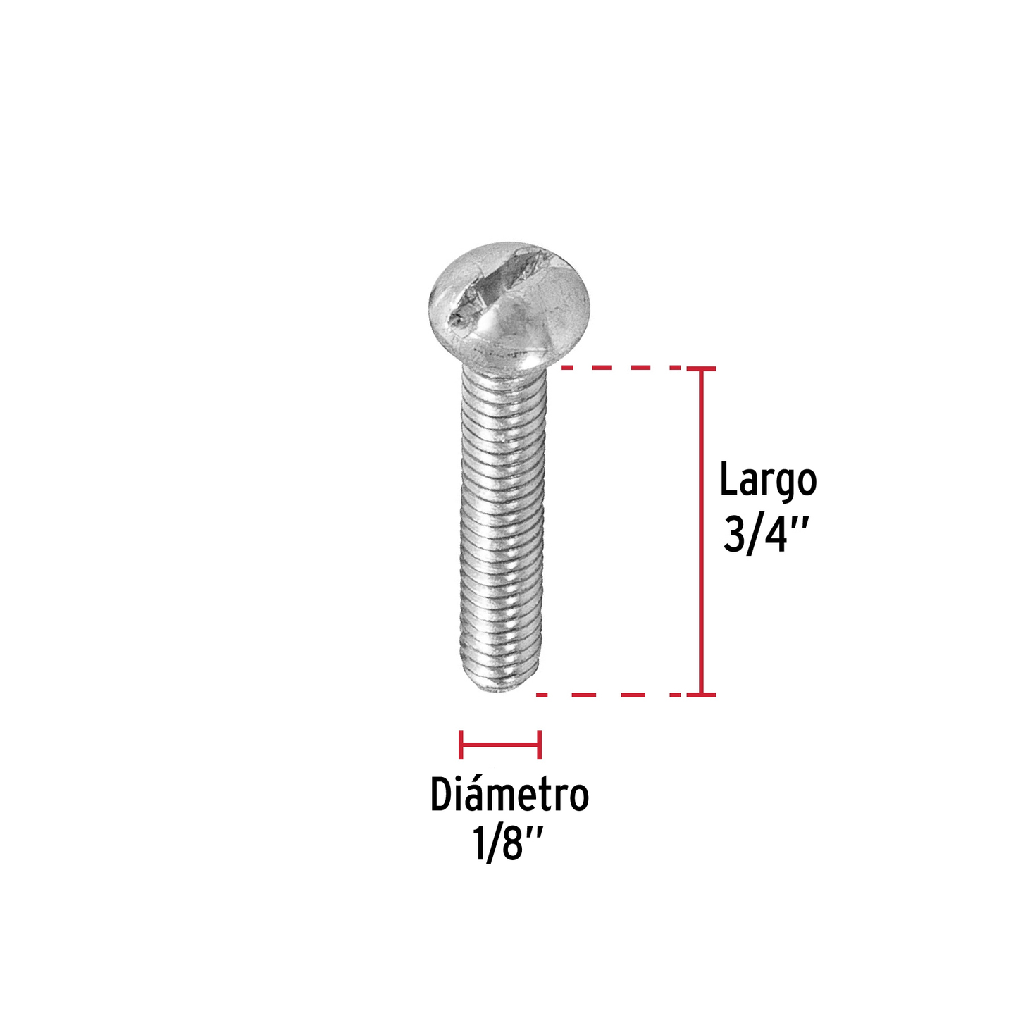 Tornillo acero galvanizado tipo estufa 1/8x3/4", 500 pzas