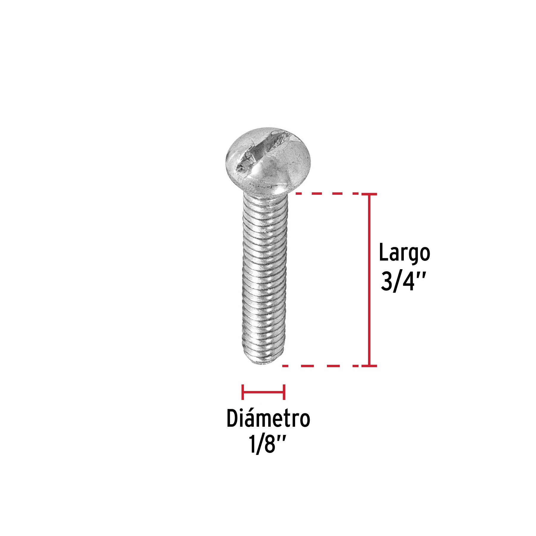 Tornillo acero galvanizado tipo estufa 1/8x3/4", 500 pzas