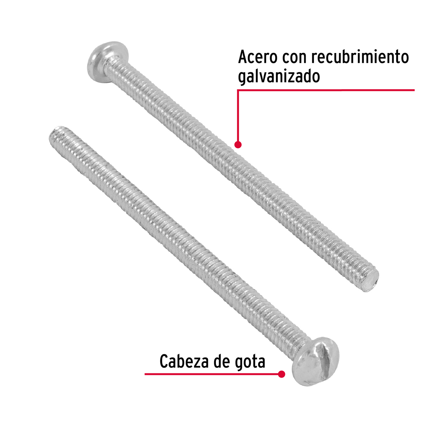 Tornillo acero galvanizado tipo estufa 1/8x2", 250 pzas