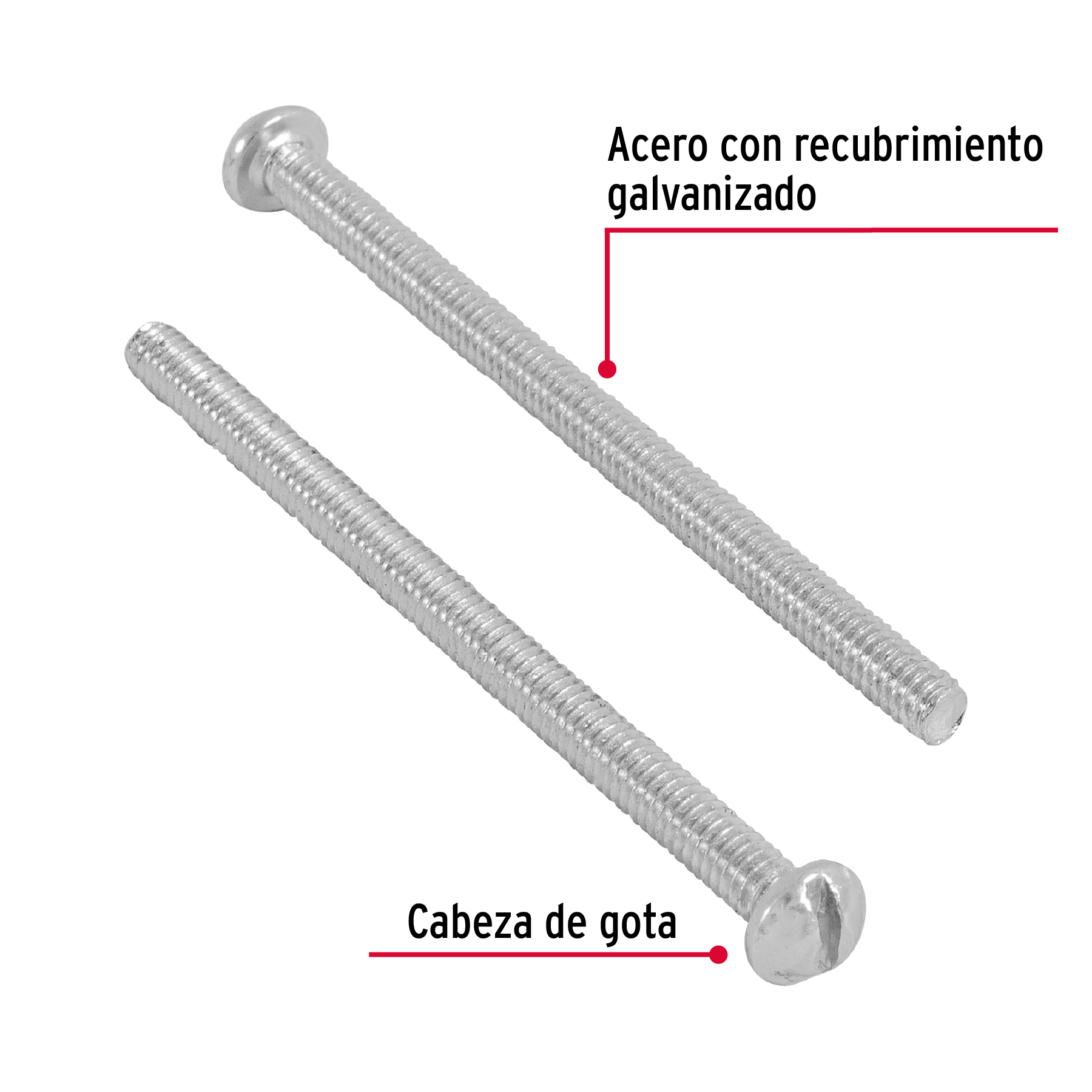 Tornillo acero galvanizado tipo estufa 1/8x2", 250 pzas