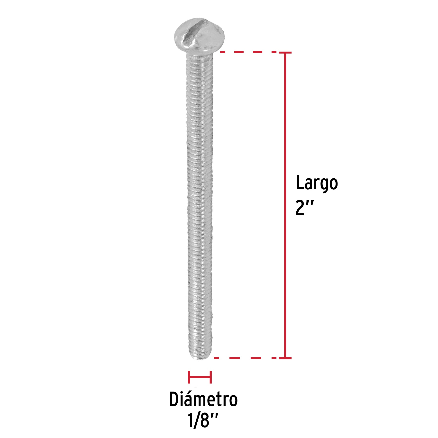 Tornillo acero galvanizado tipo estufa 1/8x2", 250 pzas