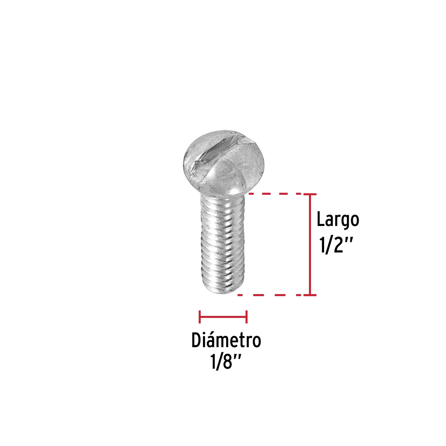 Tornillo acero galvanizado tipo estufa 1/8x1/2", 700 pzas