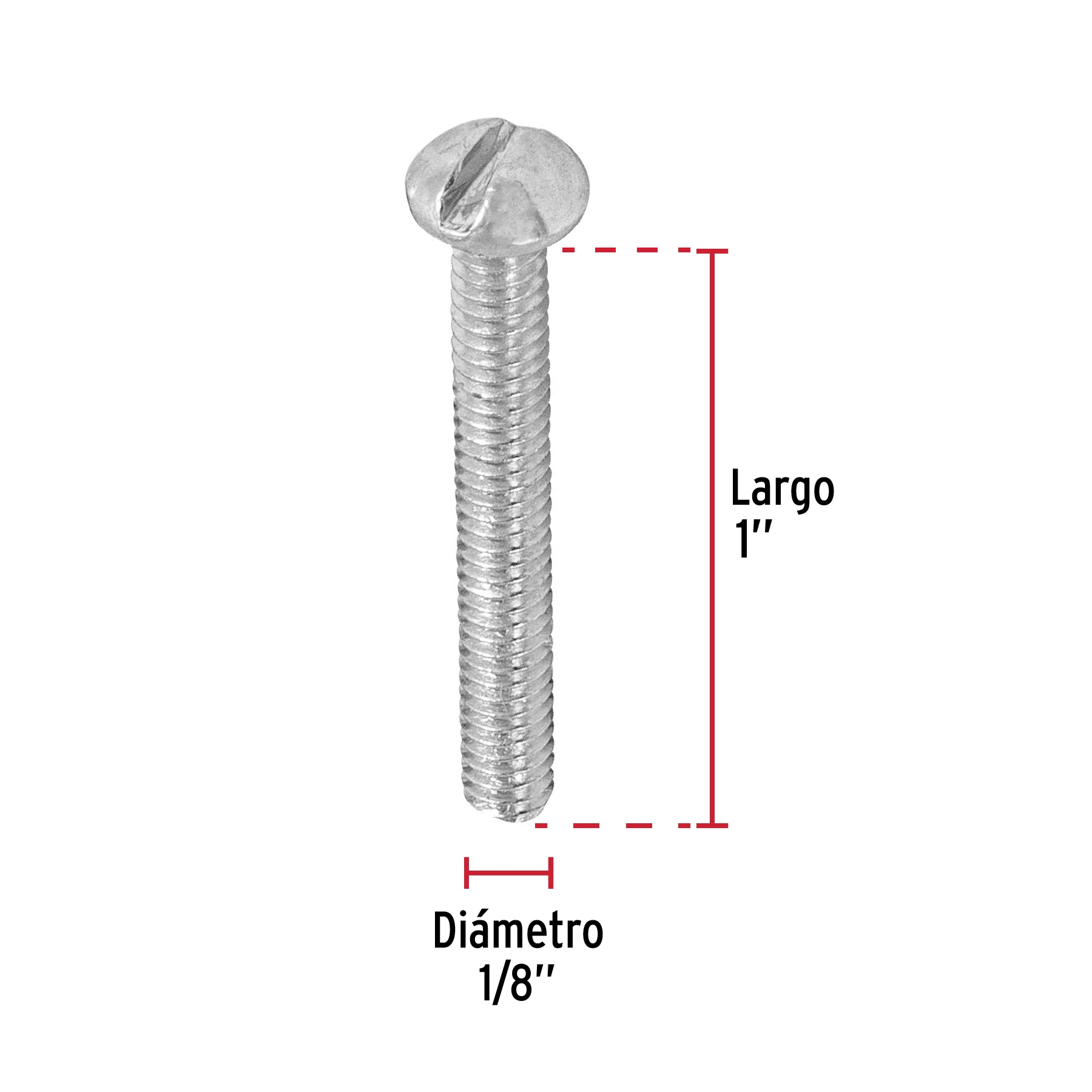 Tornillo acero galvanizado tipo estufa 1/8x1", 400 pzas