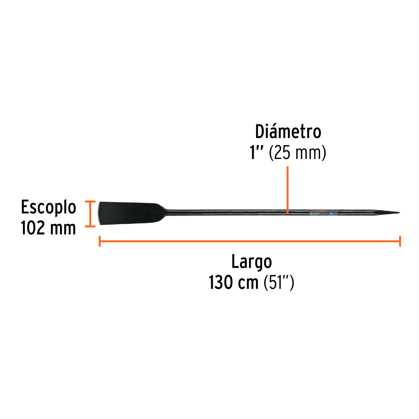 Barra cavadora 1-1/8" 1300 mm x 102 mm