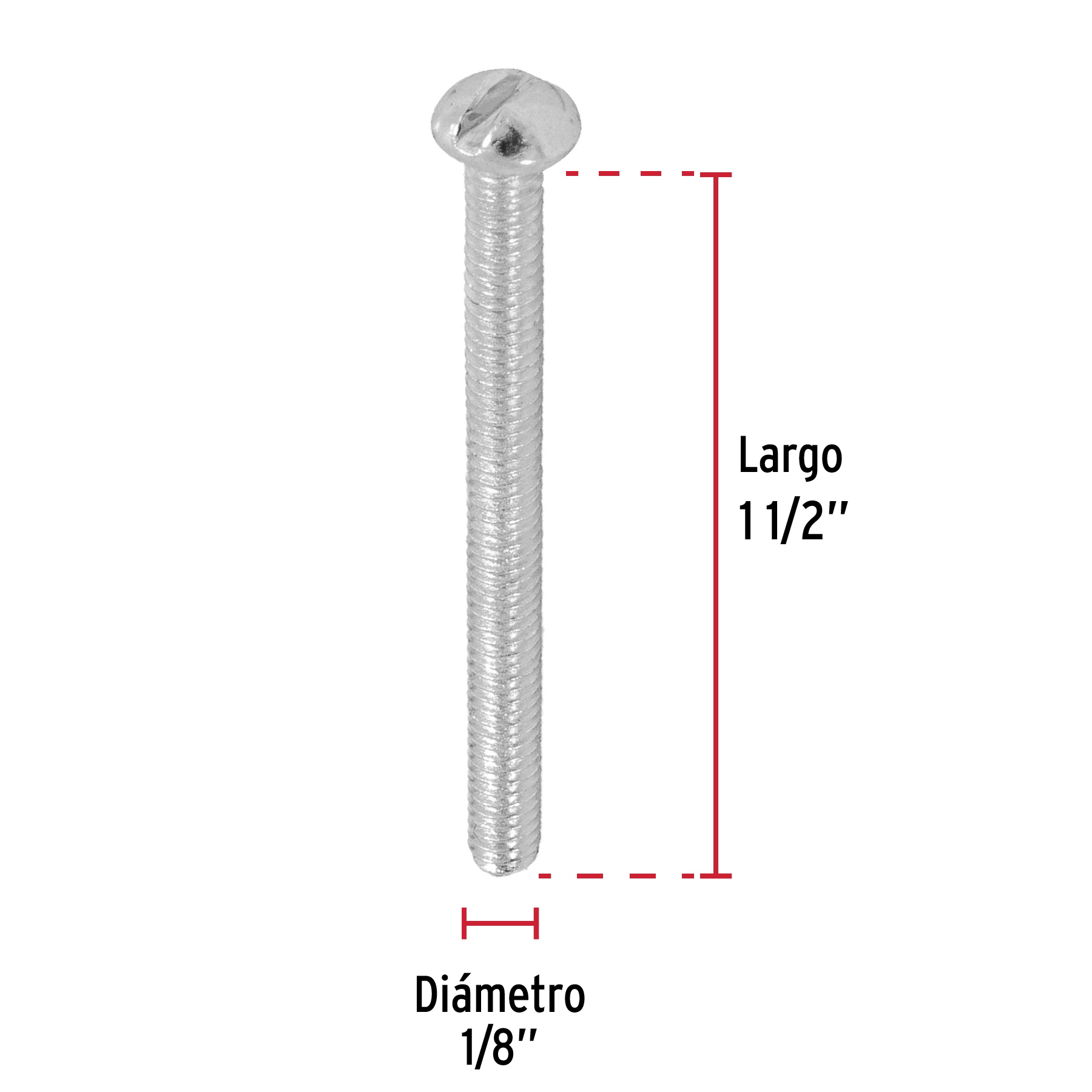 Tornillo acero galvanizado tipo estufa 1/8x1 1/2",300 pzas
