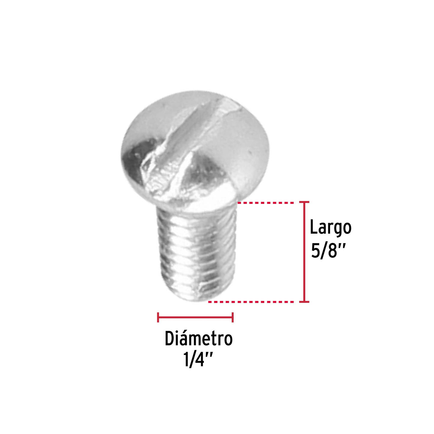 Tornillo acero galvanizado tipo estufa 1/4x5/8", 150 pzas