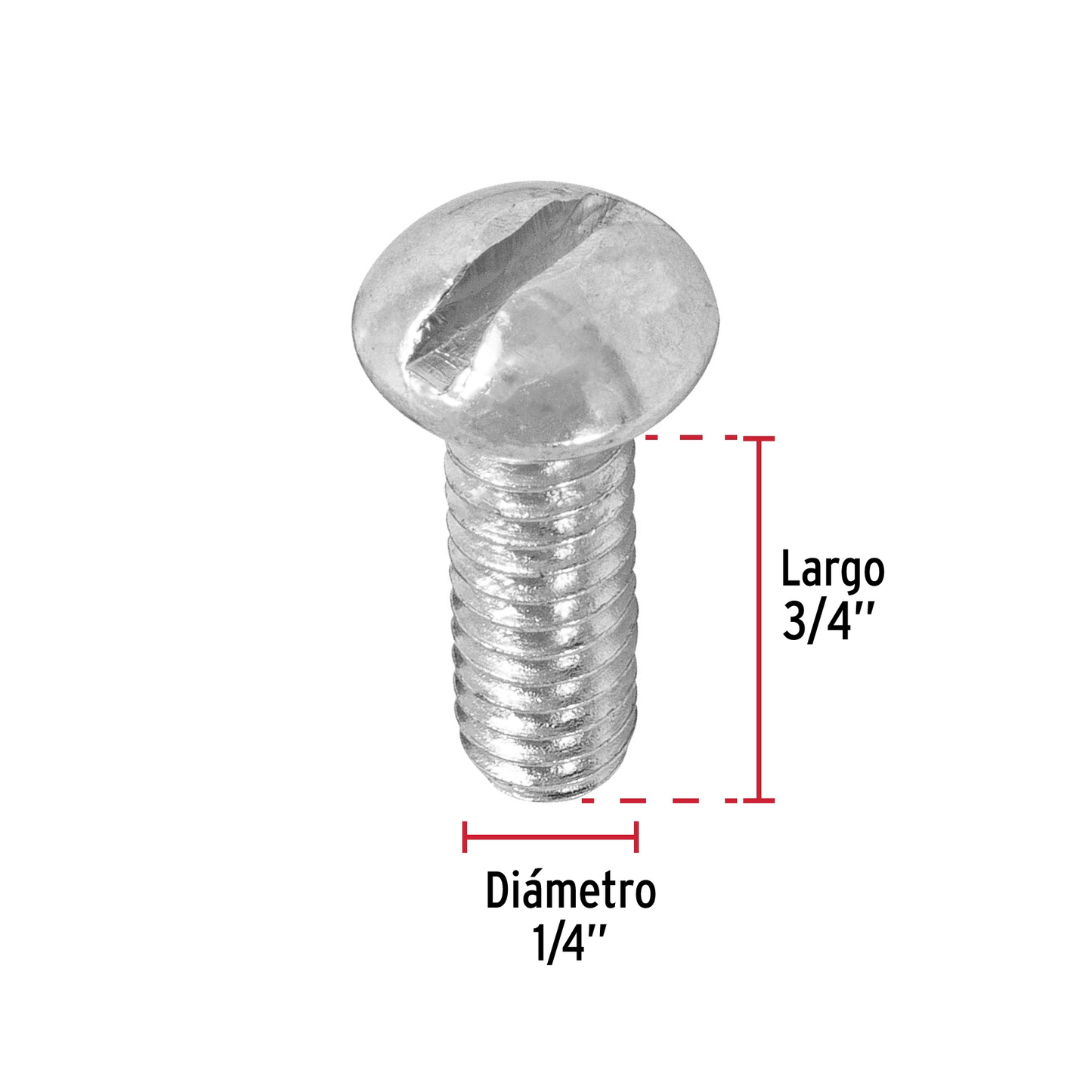 Tornillo acero galvanizado tipo estufa 1/4x3/4", 150 pzas