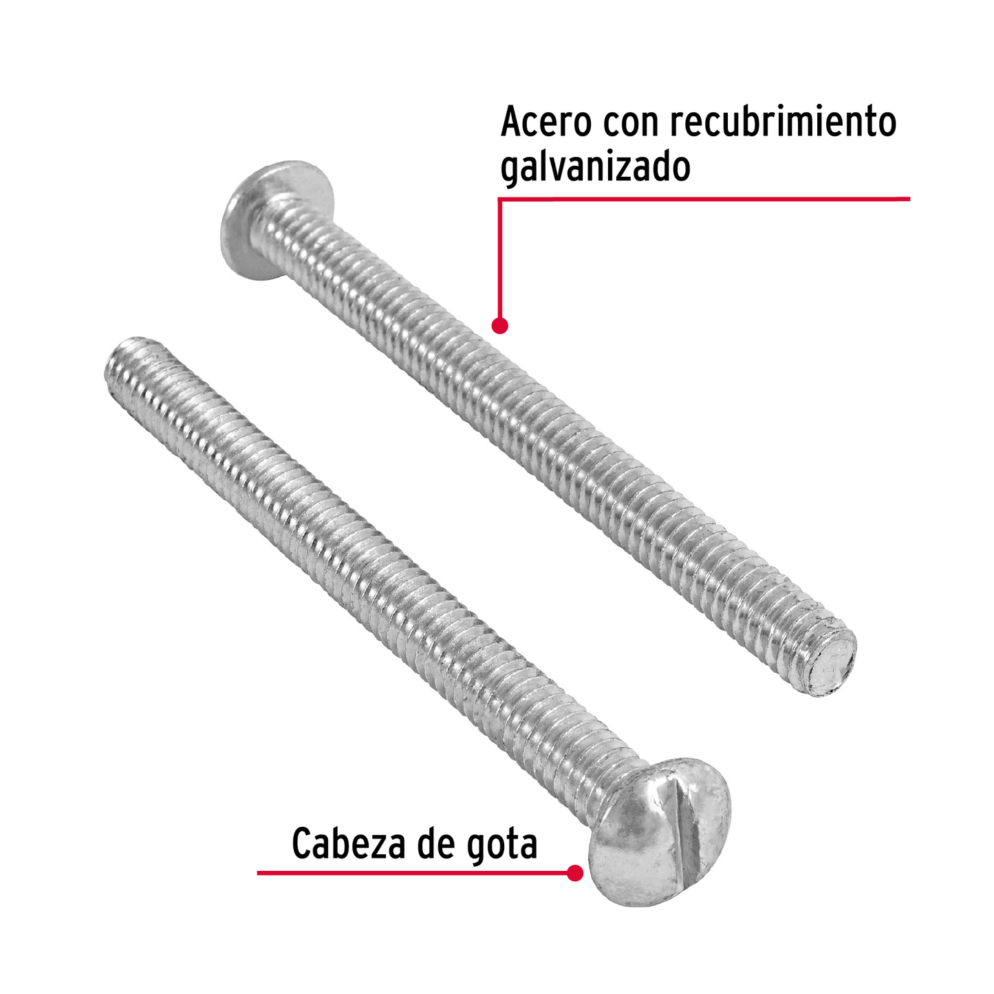 Tornillo acero galvanizado tipo estufa 1/4x3", 50 pzas