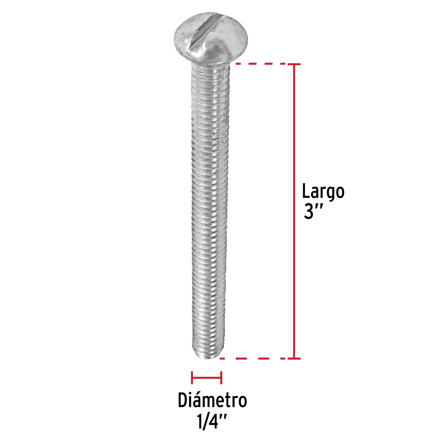 Tornillo acero galvanizado tipo estufa 1/4x3", 50 pzas