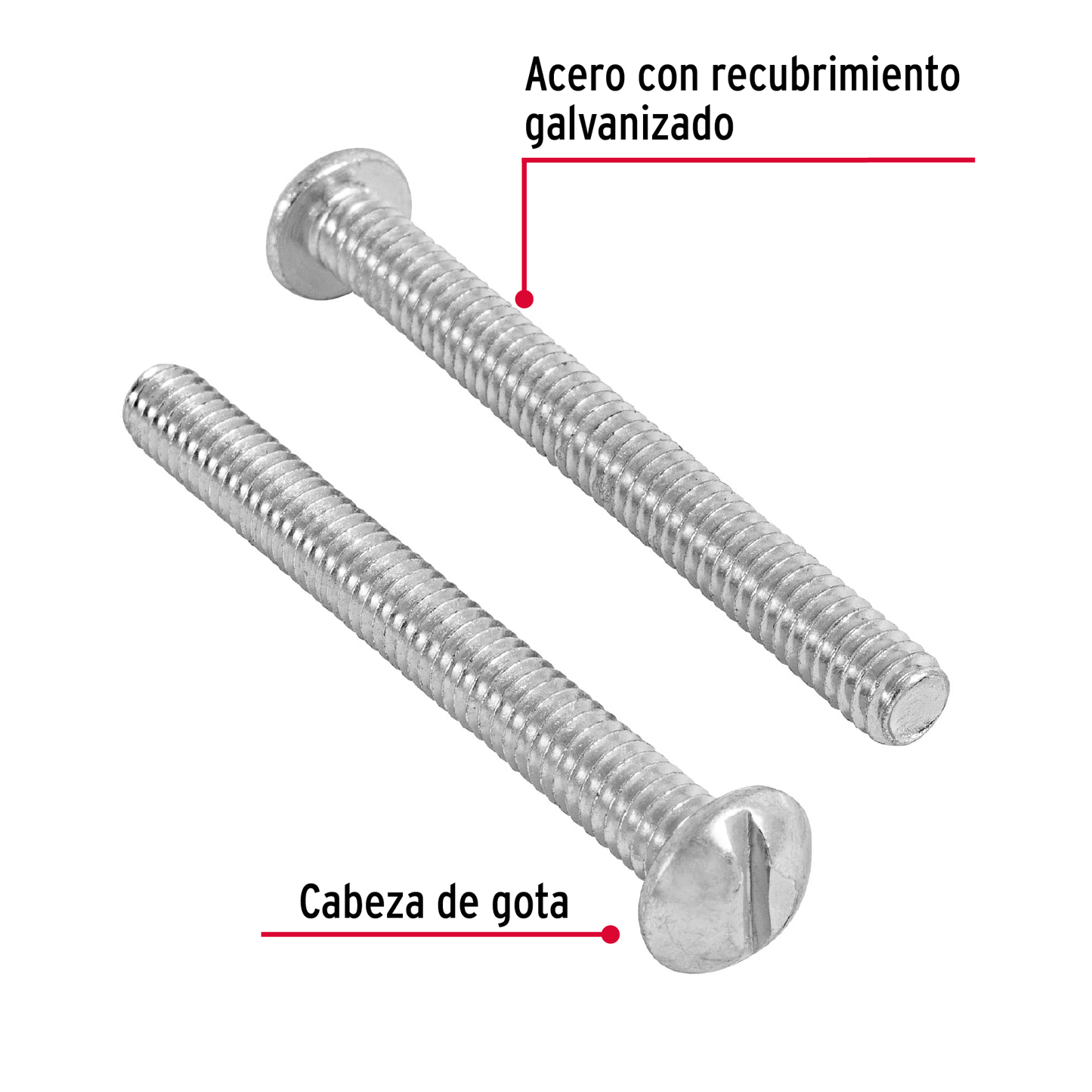 Tornillo acero galvanizado tipo estufa 1/4x2 1/2", 50 pzas