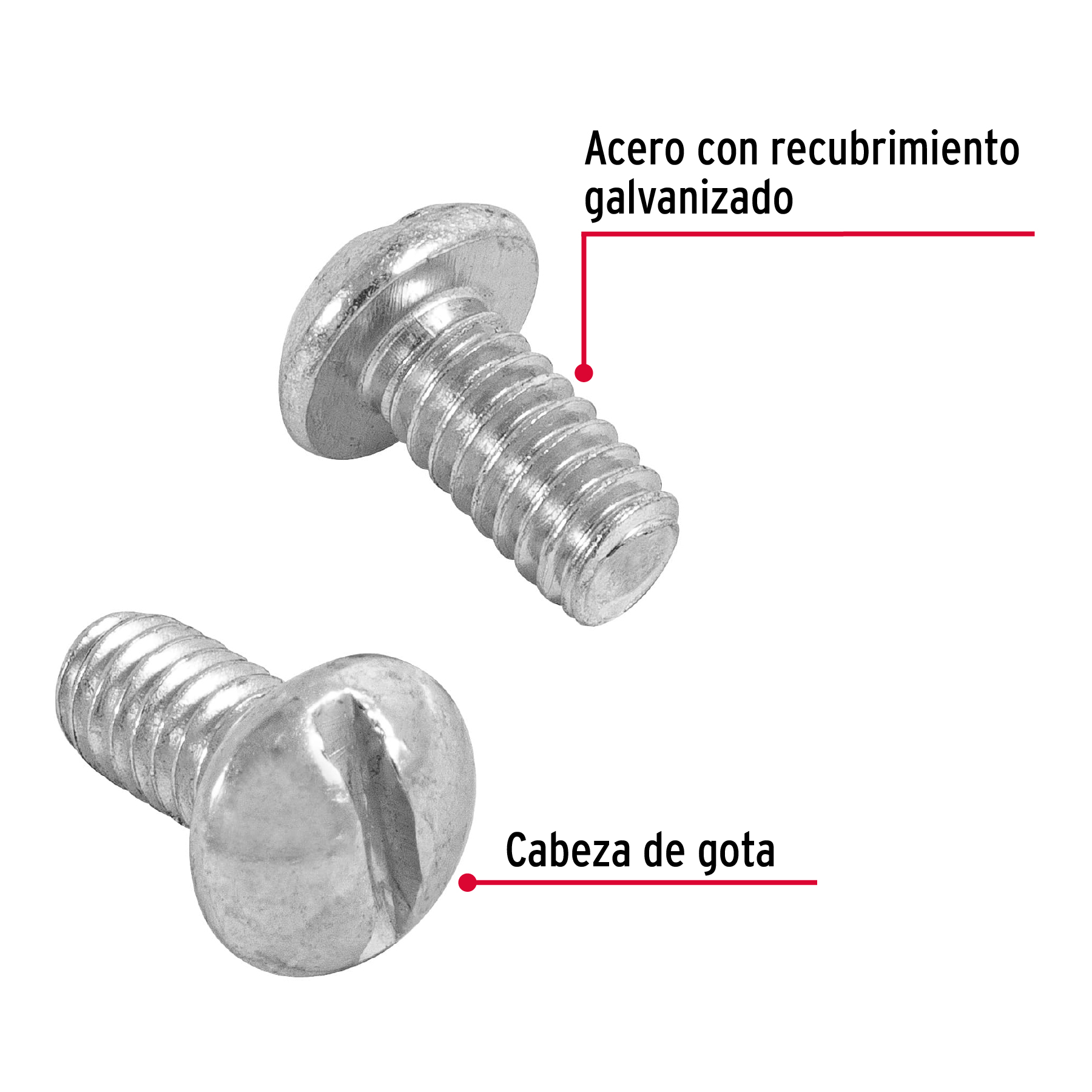 Tornillo acero galvanizado tipo estufa 1/4x1/2", 150 pzas