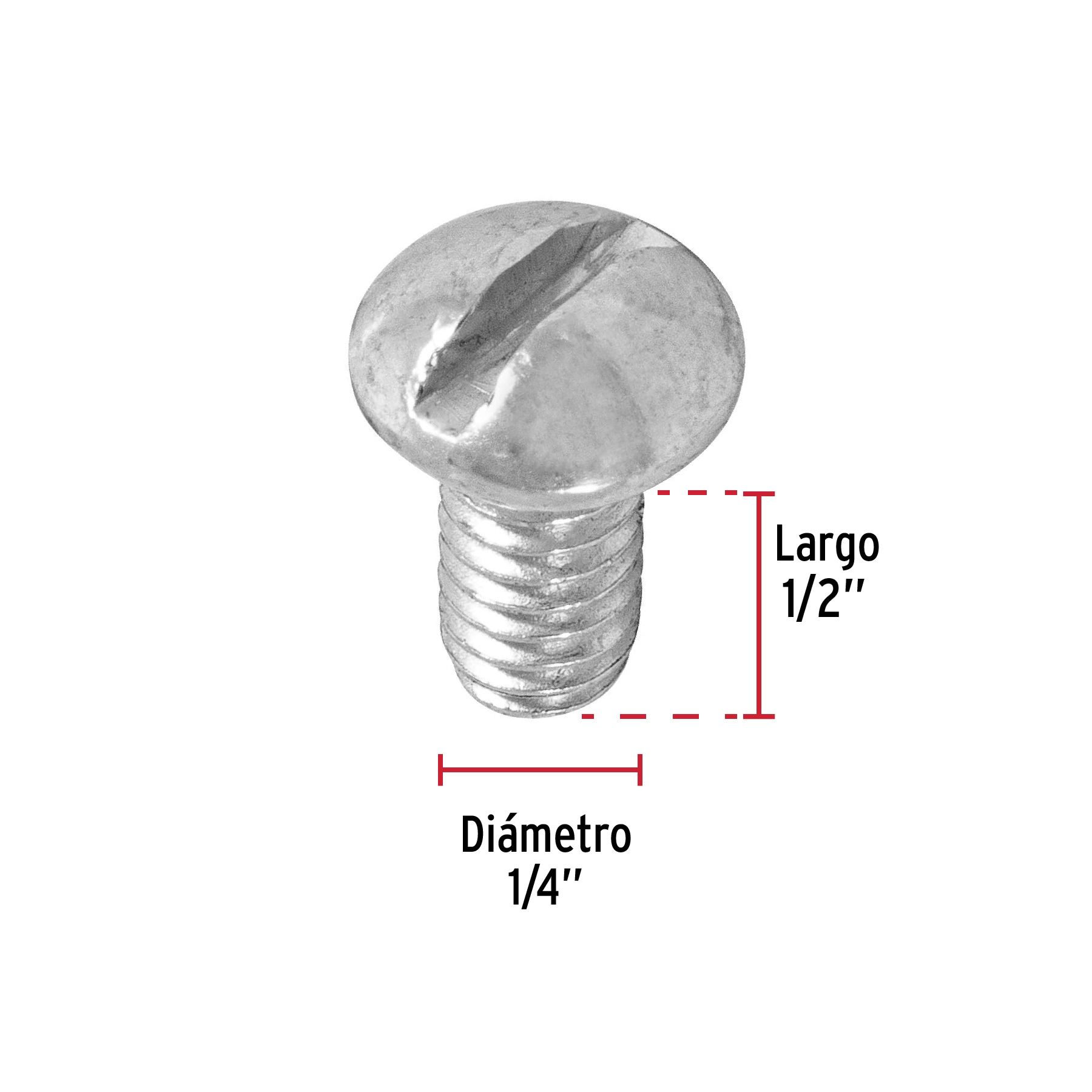 Tornillo acero galvanizado tipo estufa 1/4x1/2", 150 pzas