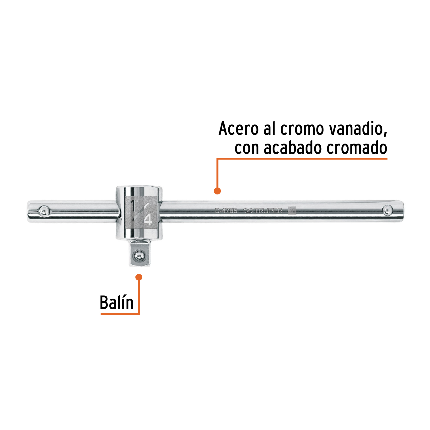 Barra corrediza para dados cuadro 1/4"