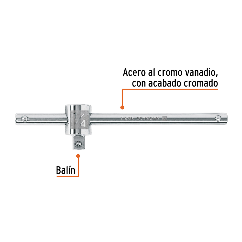 Barra corrediza para dados cuadro 1/4"
