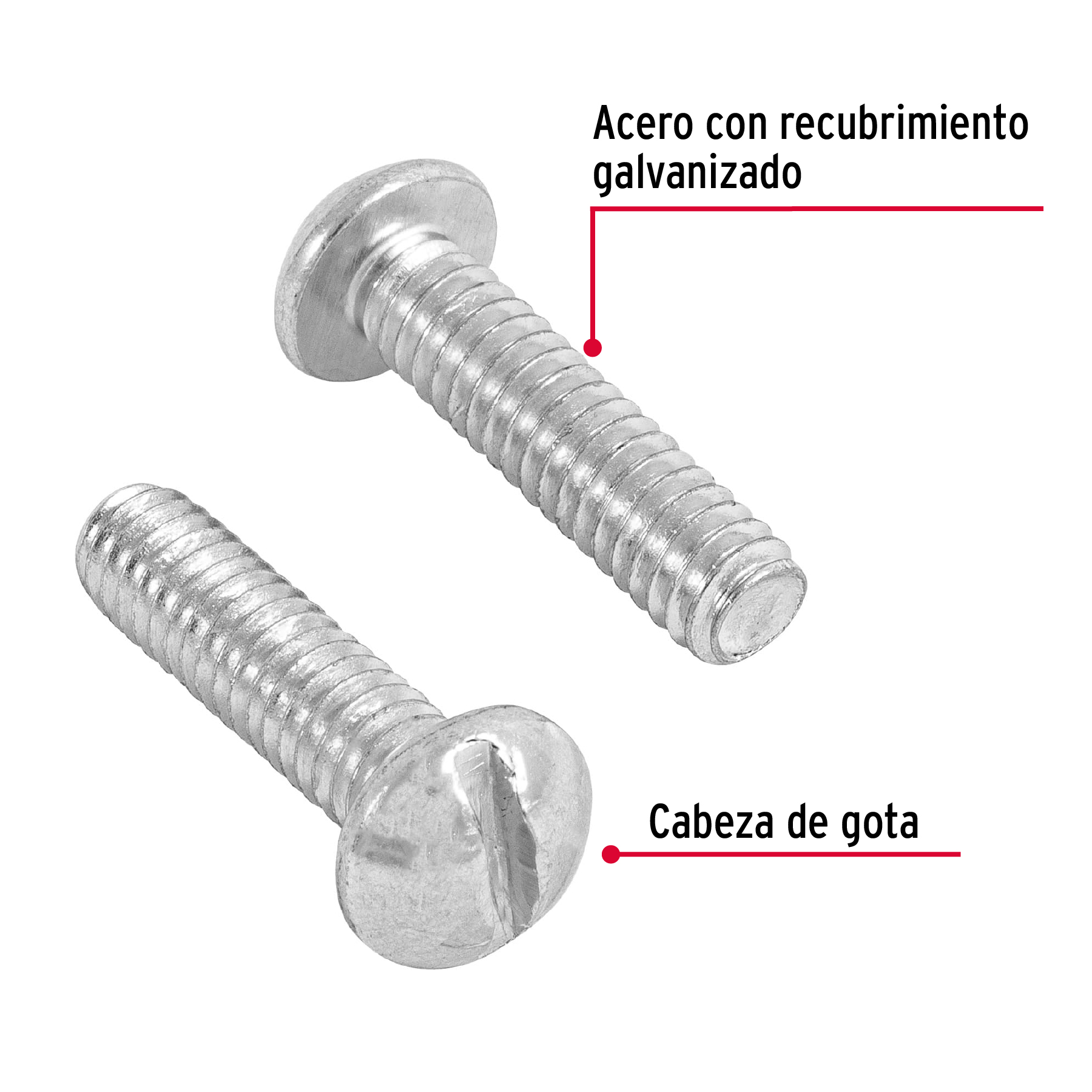 Tornillo acero galvanizado tipo estufa 1/4x1", 100 pzas