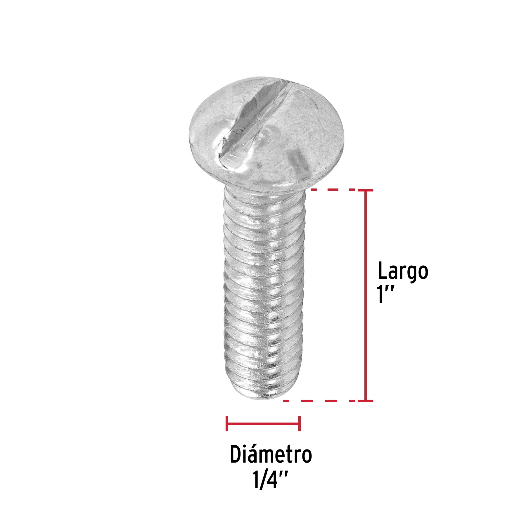 Tornillo acero galvanizado tipo estufa 1/4x1", 100 pzas