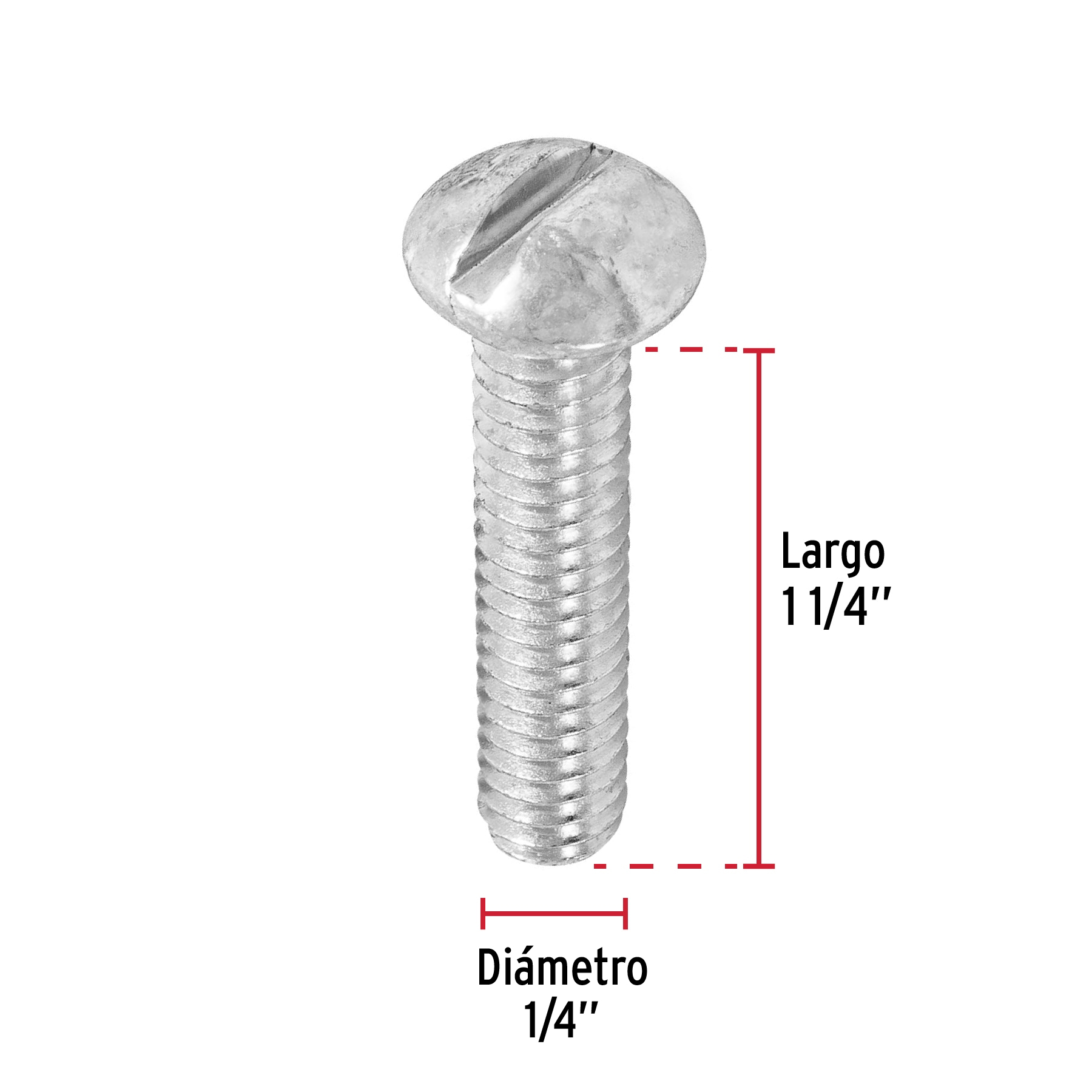 Tornillo acero galvanizado tipo estufa 1/4x1 1/4",100 pzas