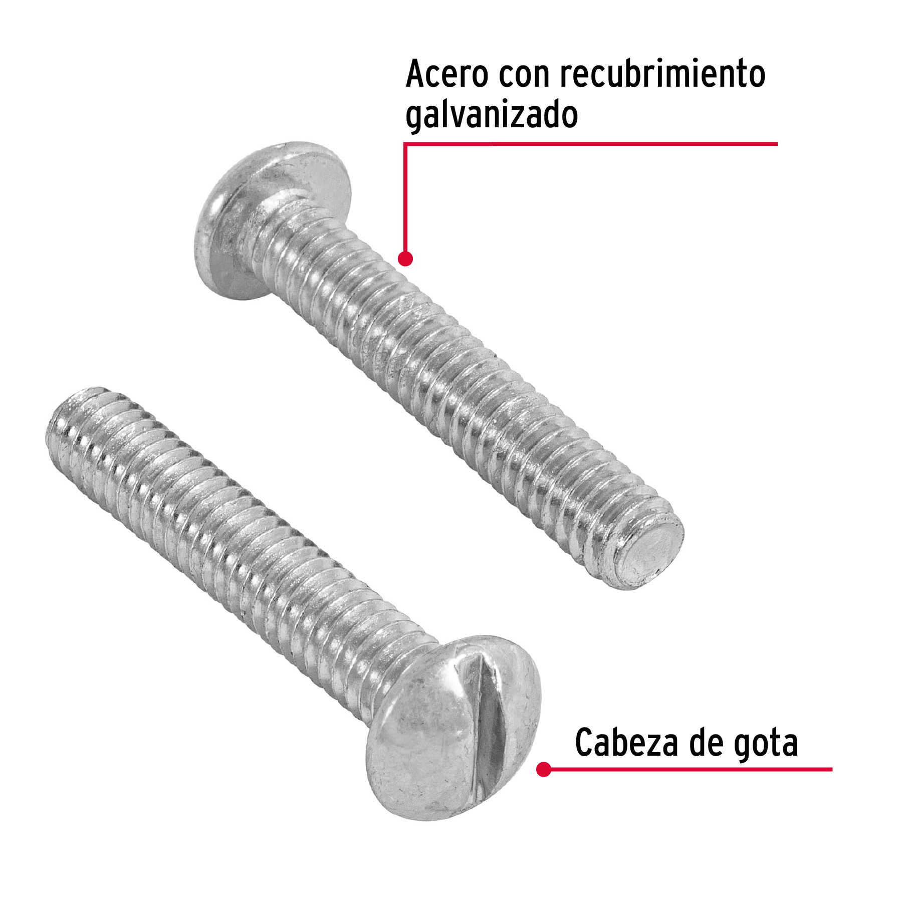 Tornillo acero galvanizado tipo estufa 1/4x1 1/2", 80 pzas
