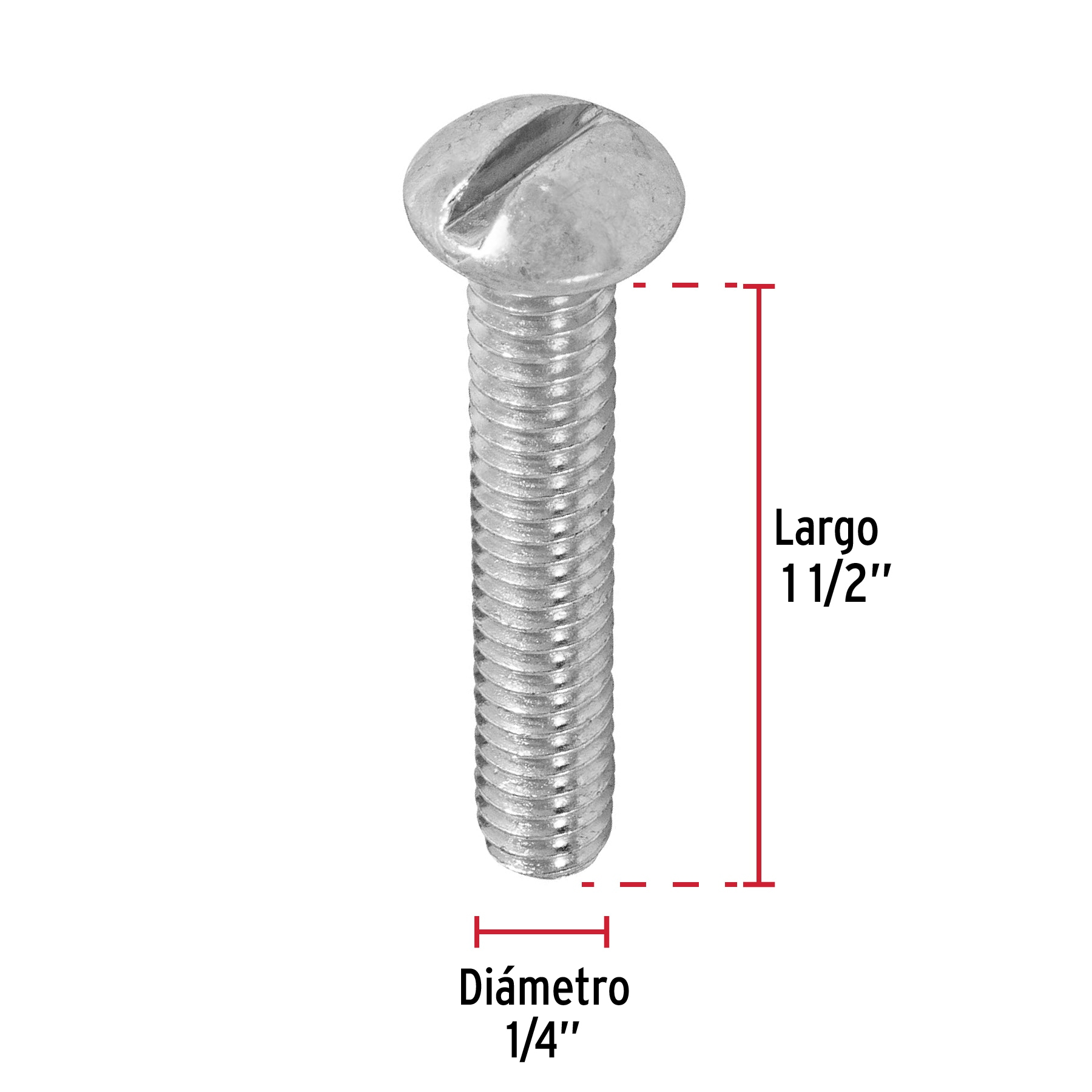 Tornillo acero galvanizado tipo estufa 1/4x1 1/2", 80 pzas