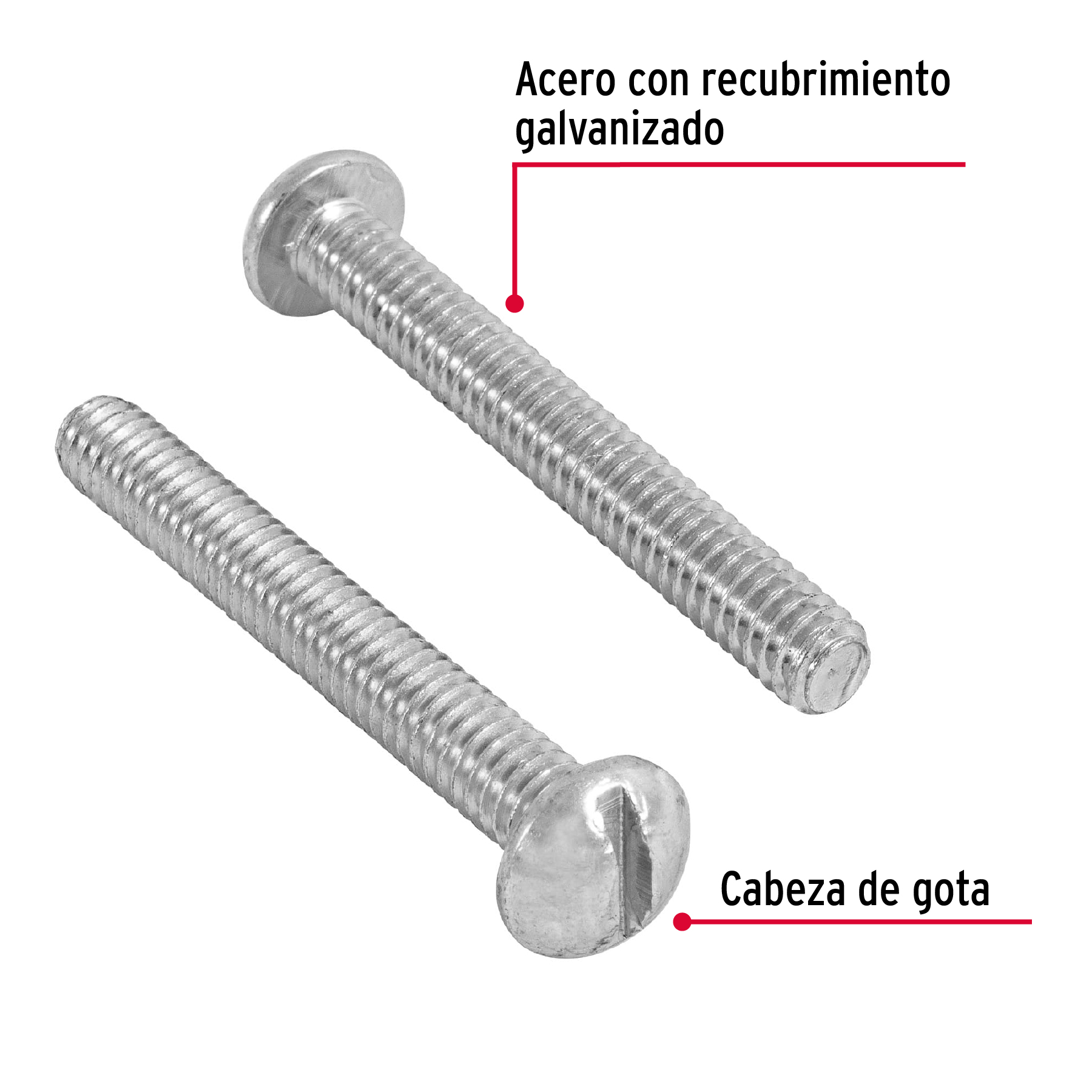 Tornillo acero galvanizado tipo estufa 1/4 x 2", 50 pzas