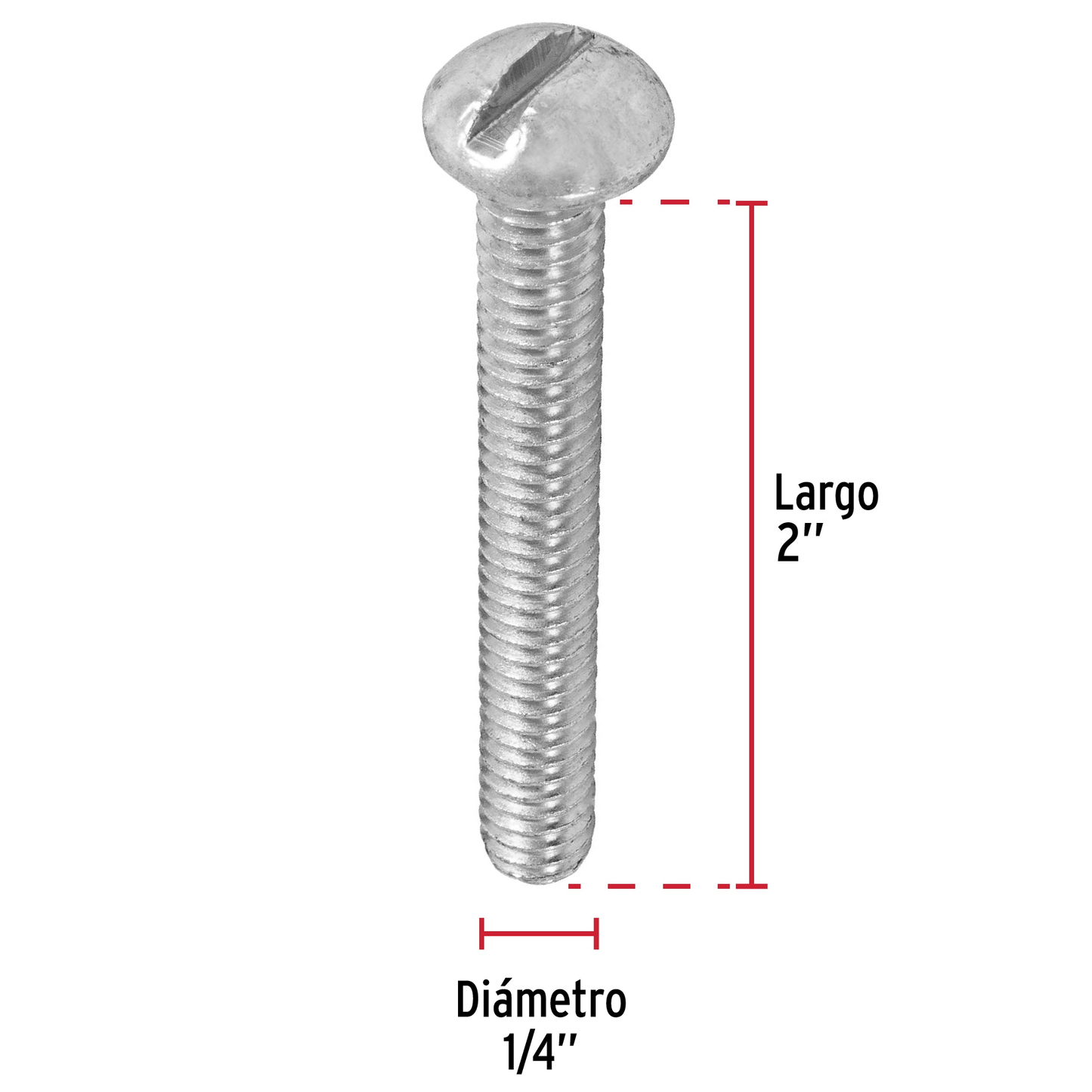 Tornillo acero galvanizado tipo estufa 1/4 x 2", 50 pzas