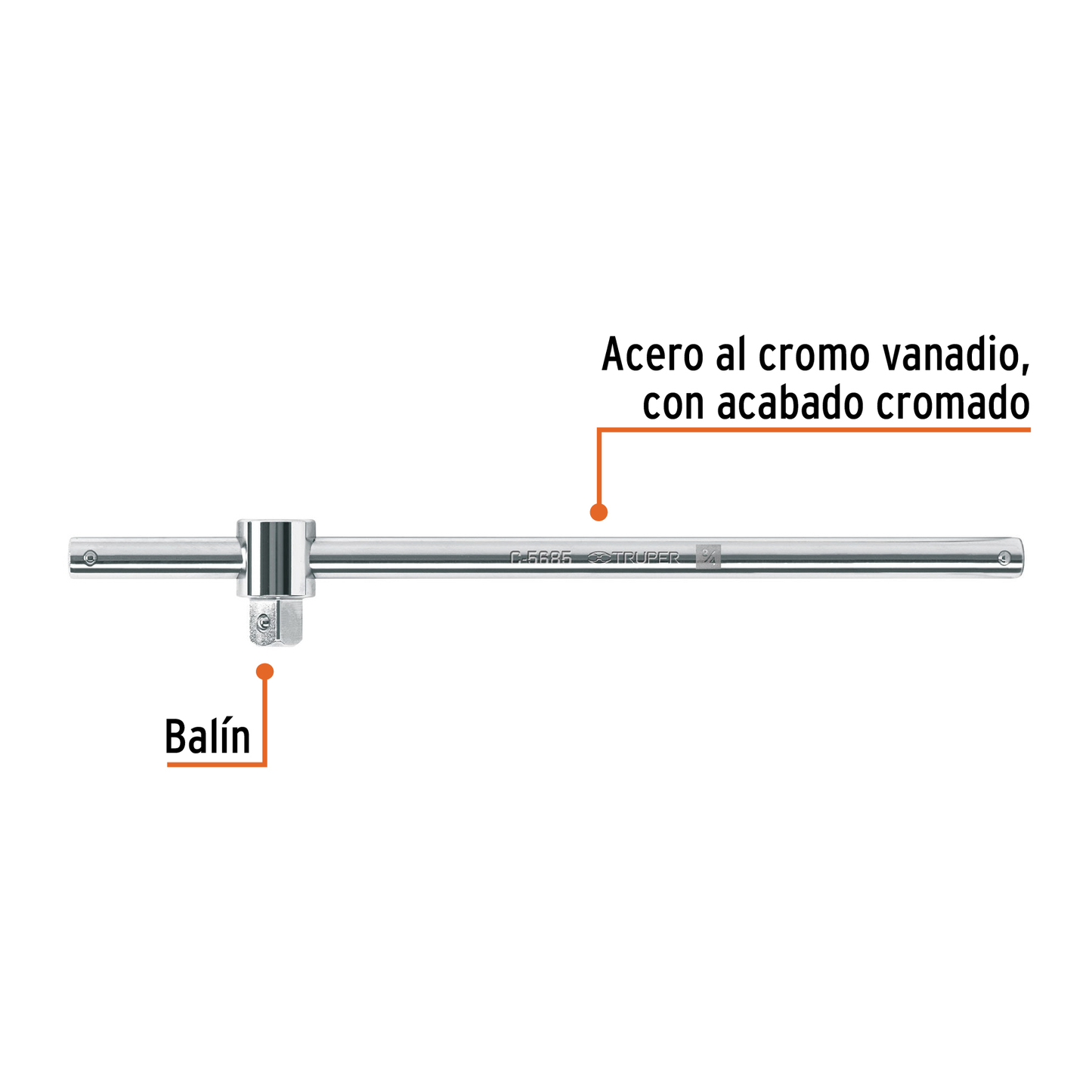 Barra corrediza para dados cuadro 3/4"
