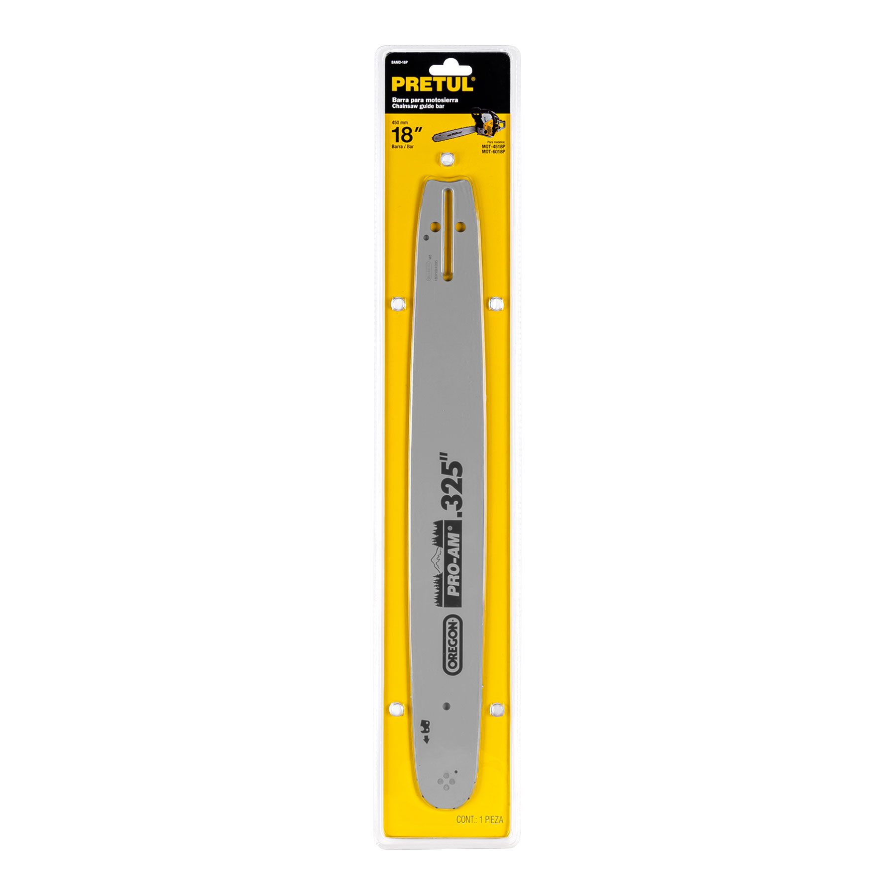 Barra de repuesto para motosierra 18", Pretul