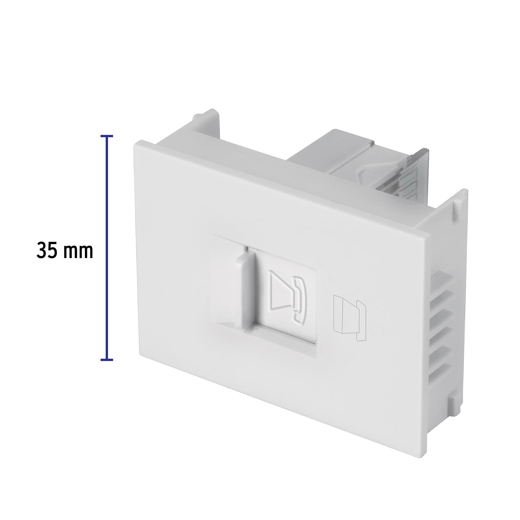 Toma de teléfono, 1.5 módulos, línea Española, color blanco
