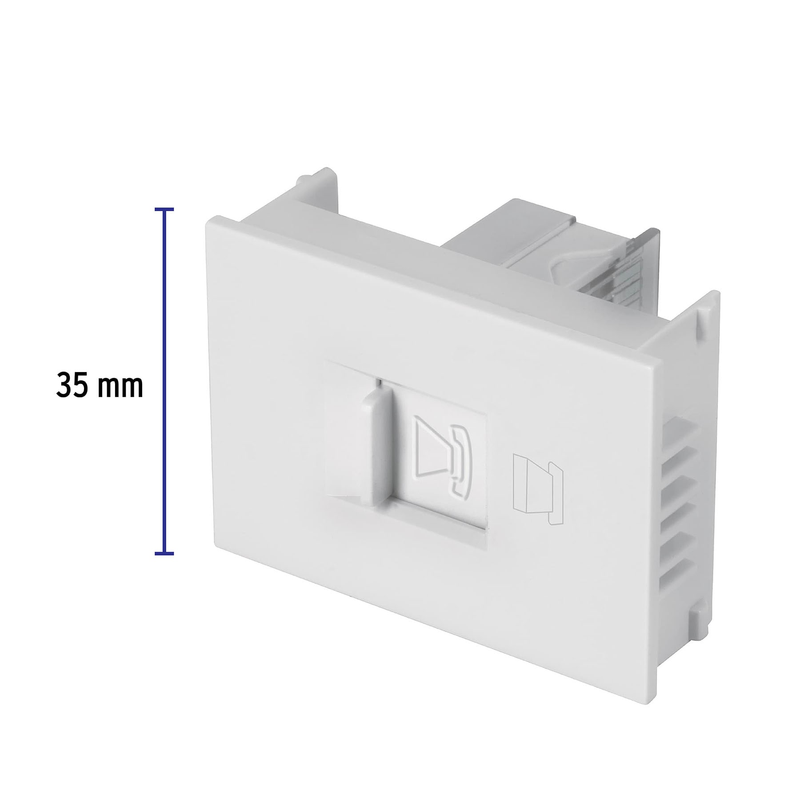 Toma de teléfono, 1.5 módulos, línea Española, color blanco