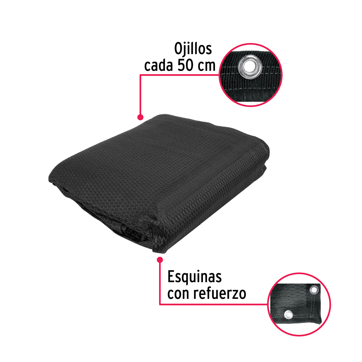 Toldo de polietileno, 80% sombra, 3.60 x 5 m, negro