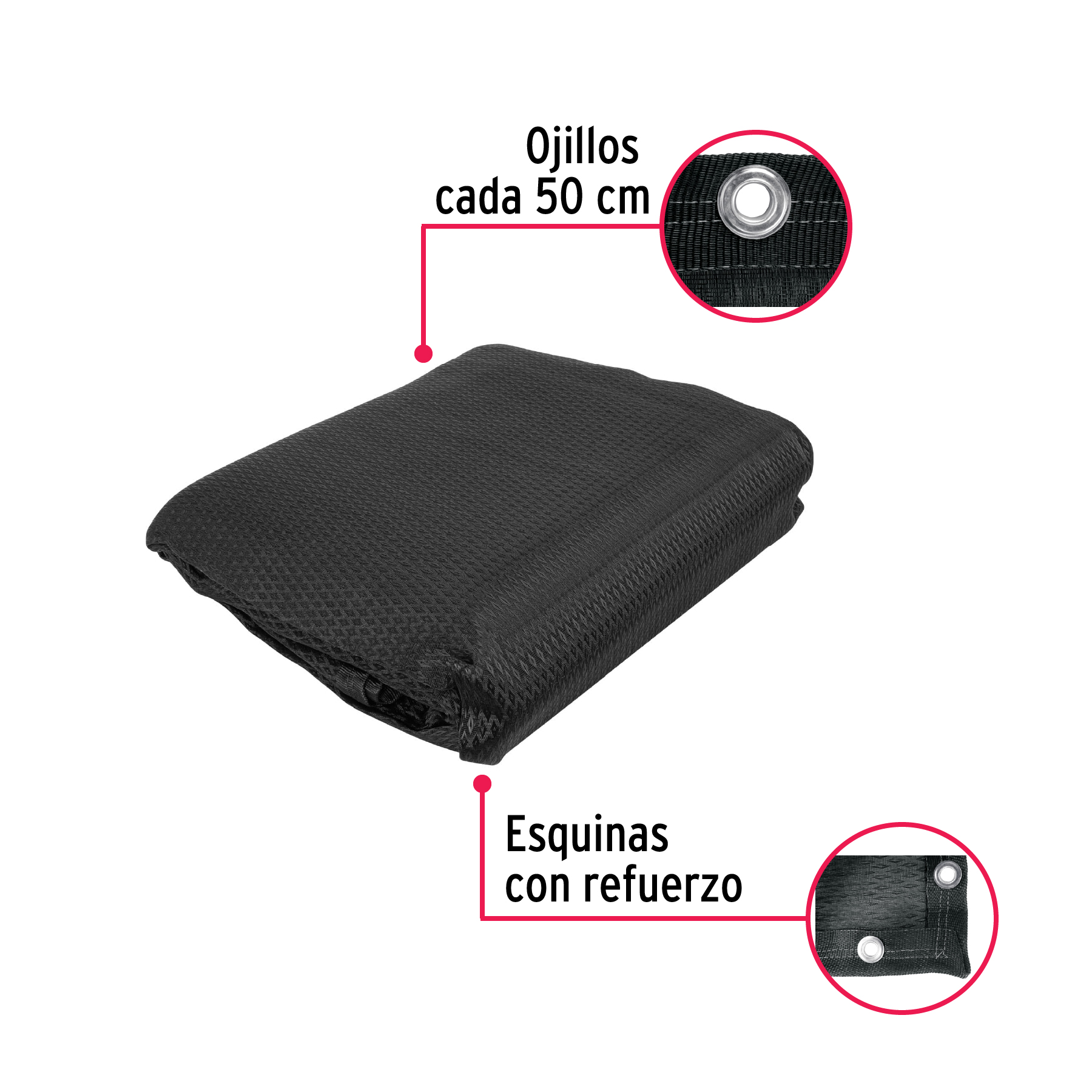 Toldo de polietileno, 80% sombra, 3.60 x 5 m, negro