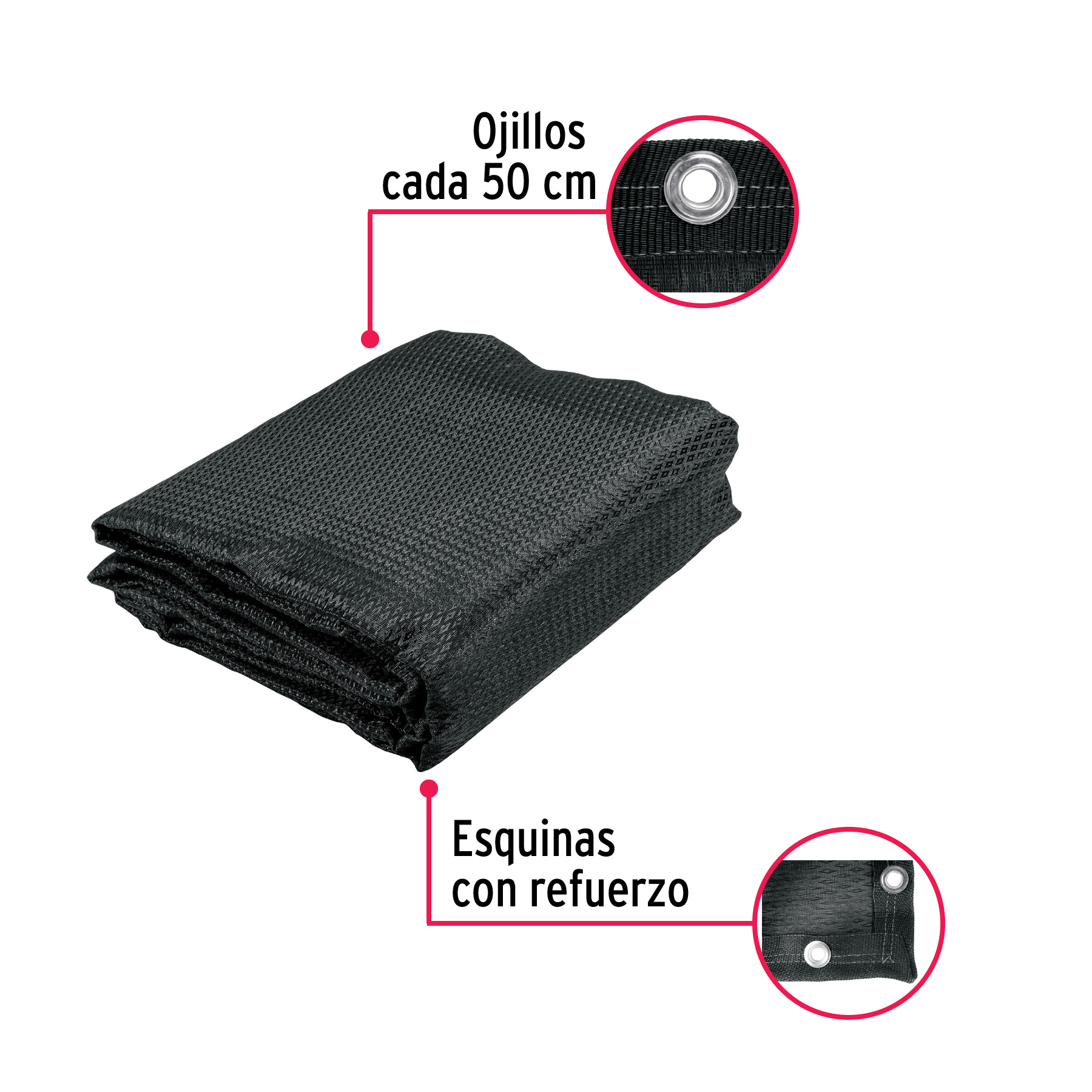 Toldo de polietileno, 80% sombra, 3.60 x 3 m, negro