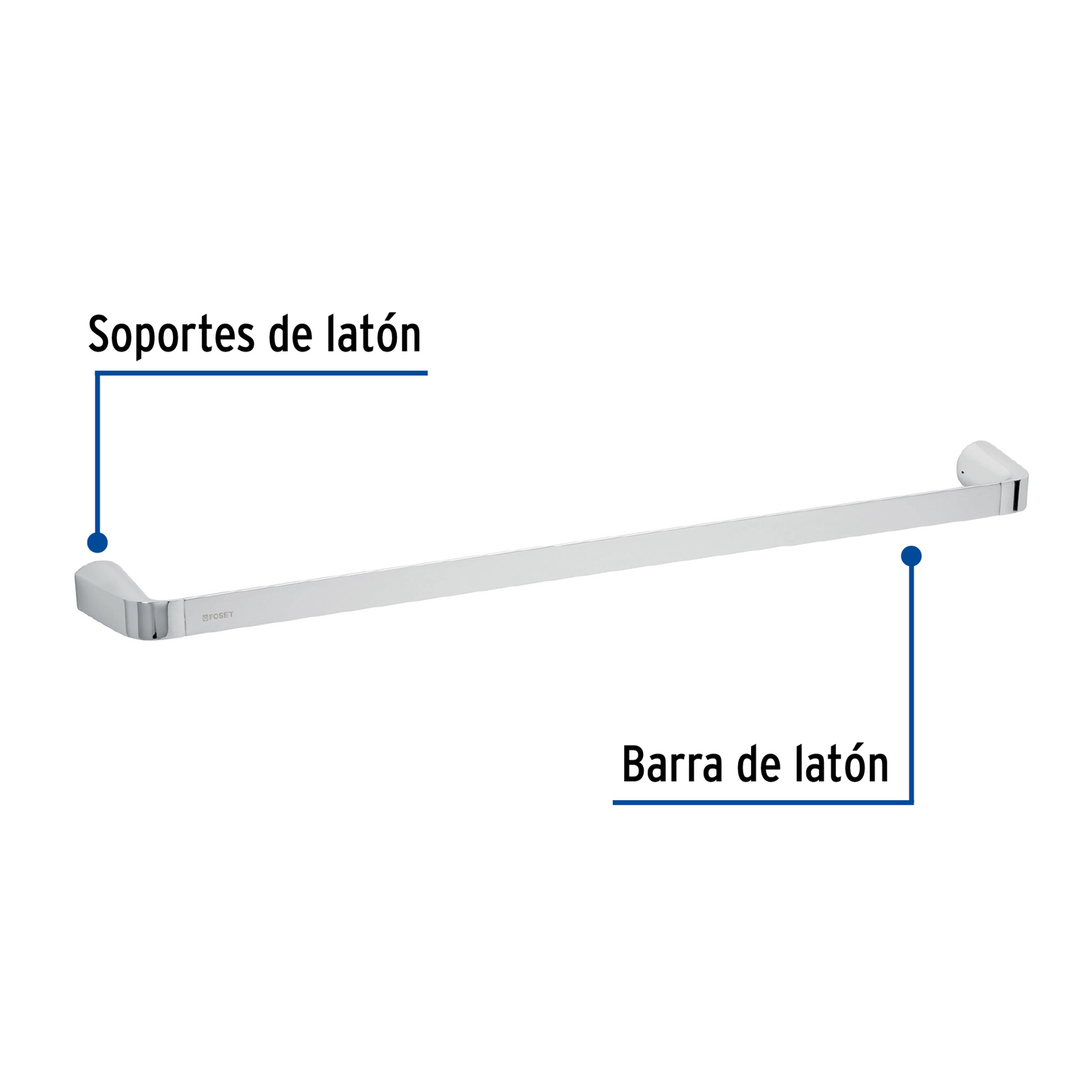 Toallero de barra, cromado, línea Riviera