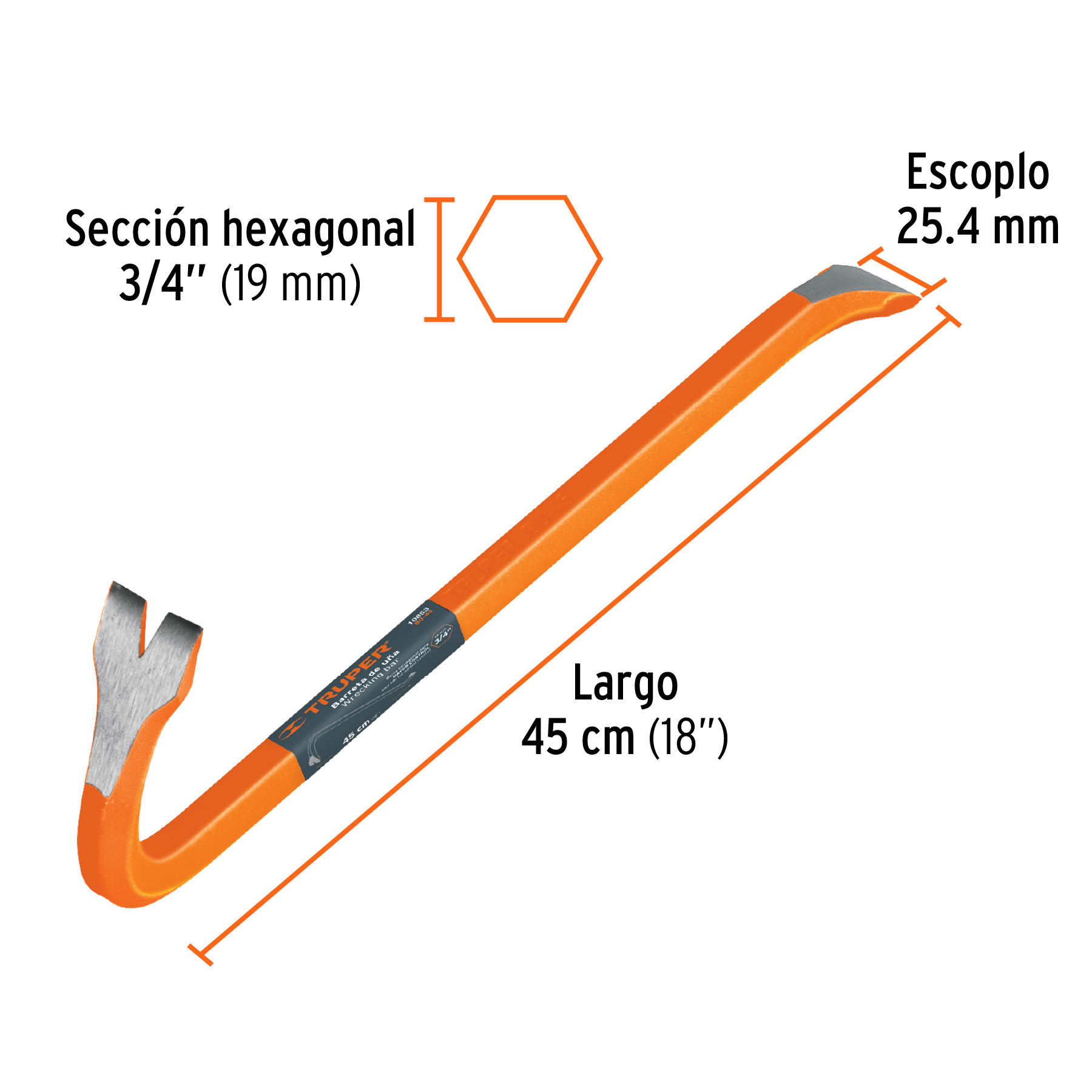 Barreta de una de 3/4" x 45 cm