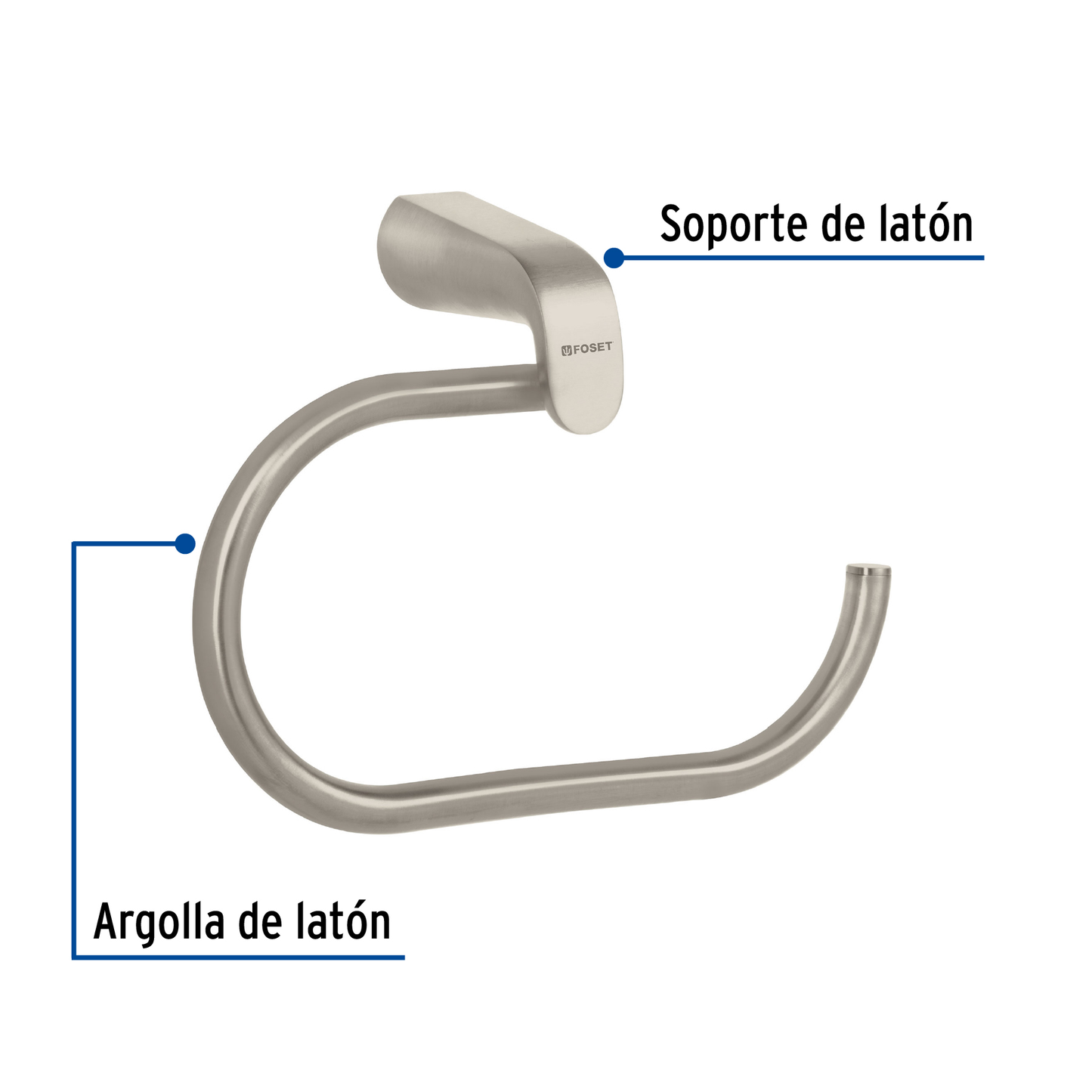 Toallero de argolla, satinado, línea Riviera
