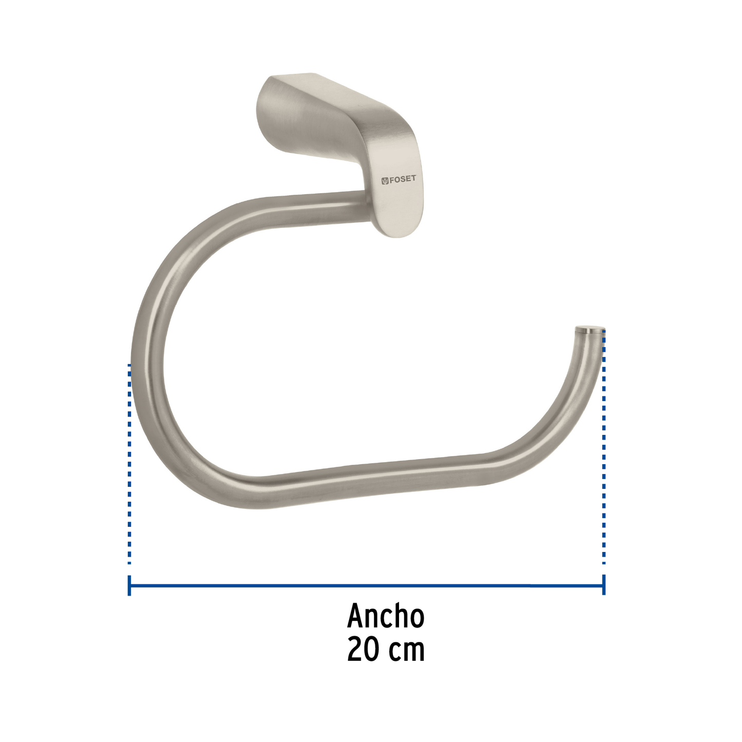 Toallero de argolla, satinado, línea Riviera