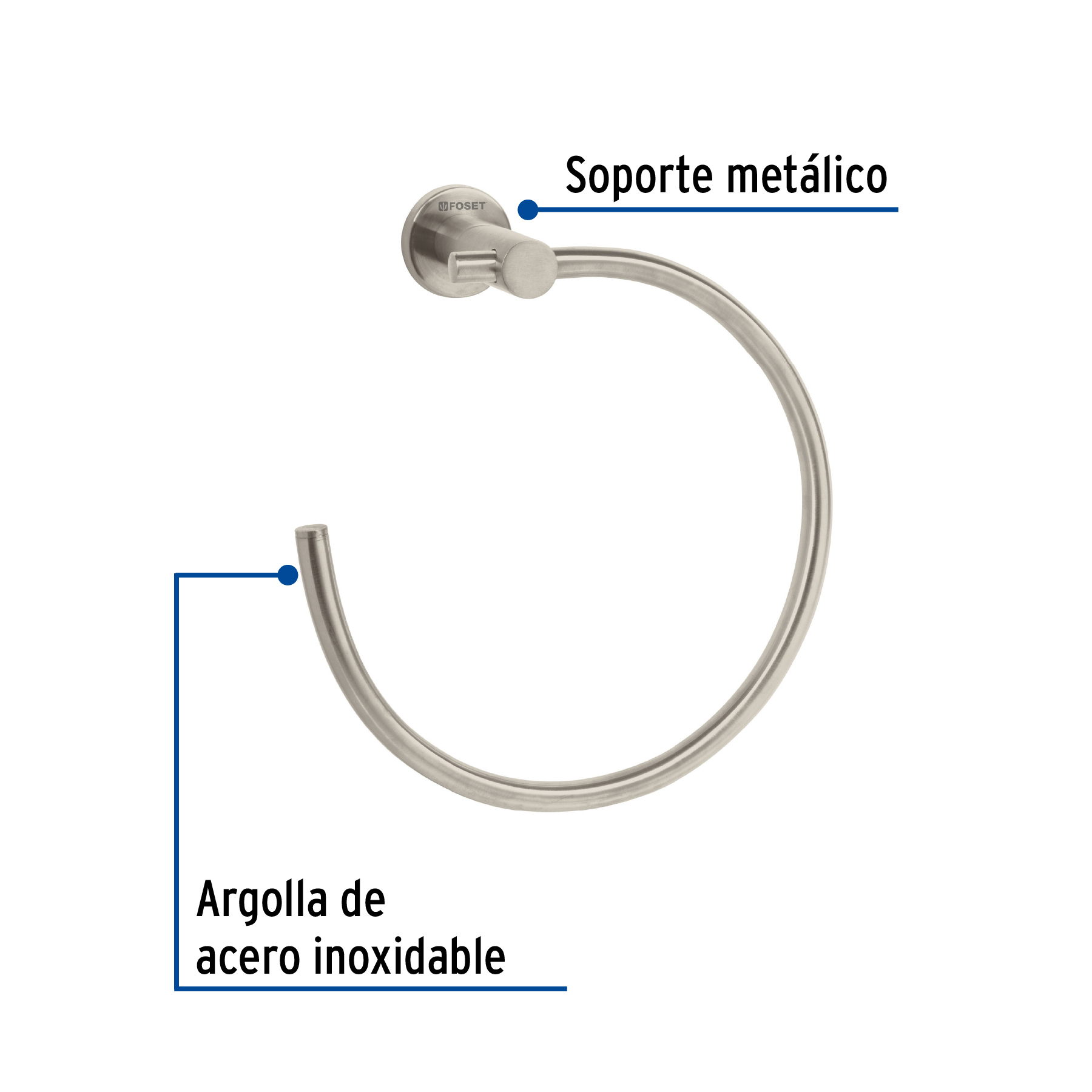 Toallero de argolla, satinado, línea Element