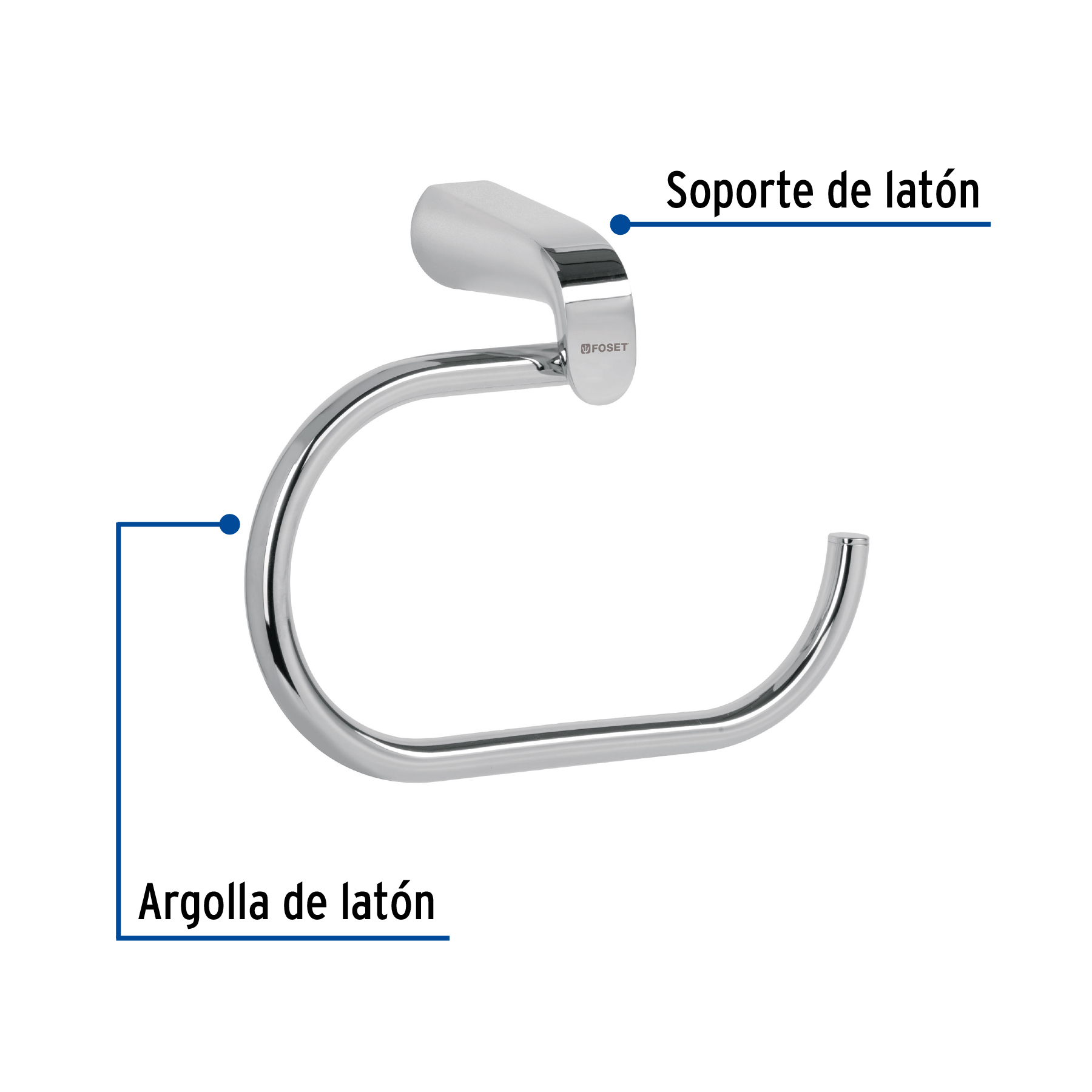 Toallero de argolla, cromado, línea Riviera