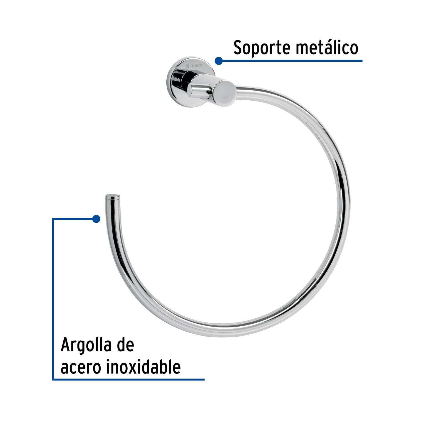 Toallero de argolla, cromado, línea Element