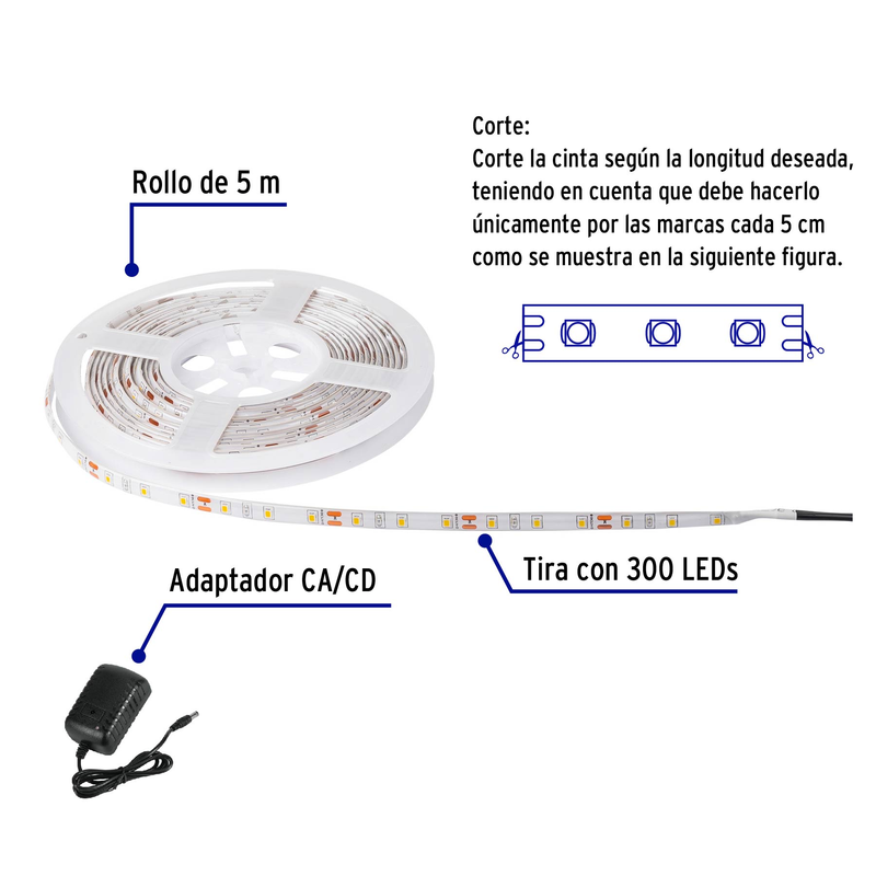 Tira LED multicolor RGB 40 W, 5 m para interior y exterior