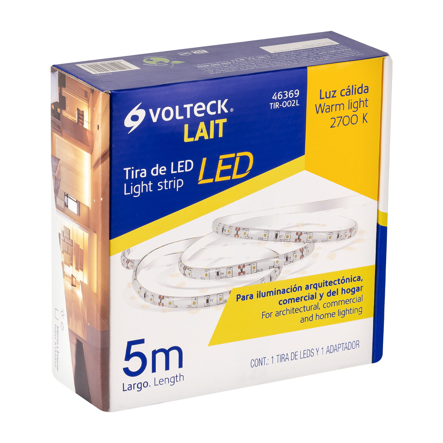 Tira de LED para interior y exterior, 5 m, 18 W, 2700K